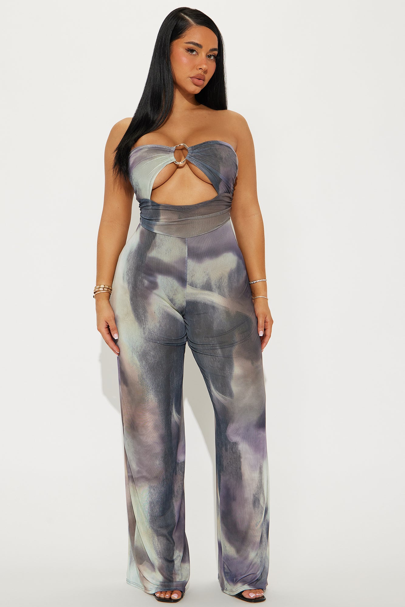 Soraya Strapless Mesh Cut Out Jumpsuit