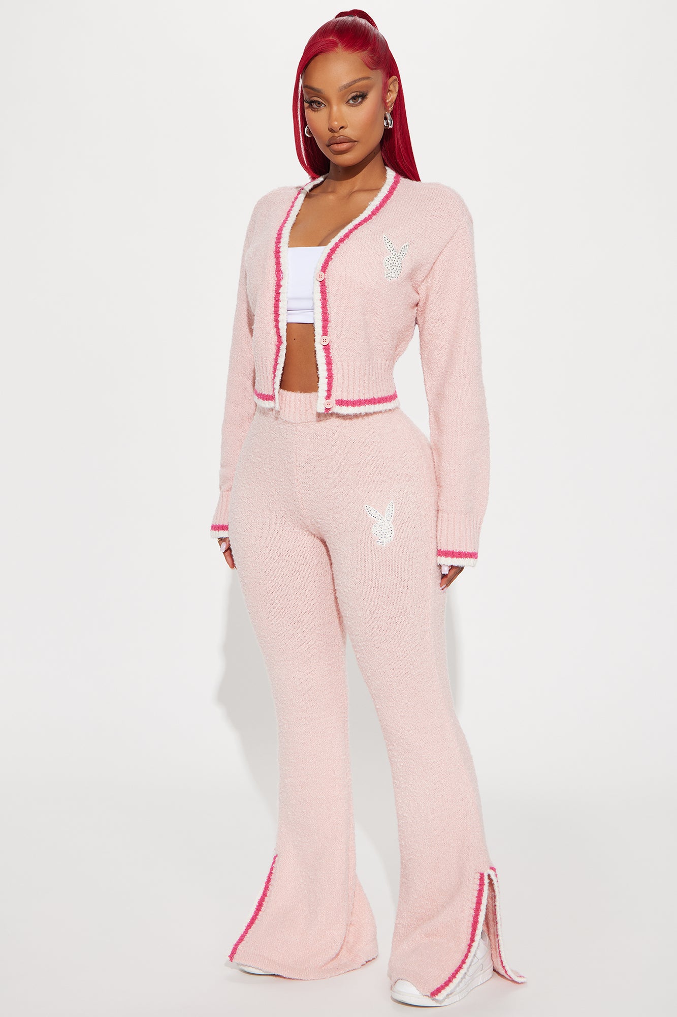 Playboy Rhinestone Cozy Wide Leg Pant