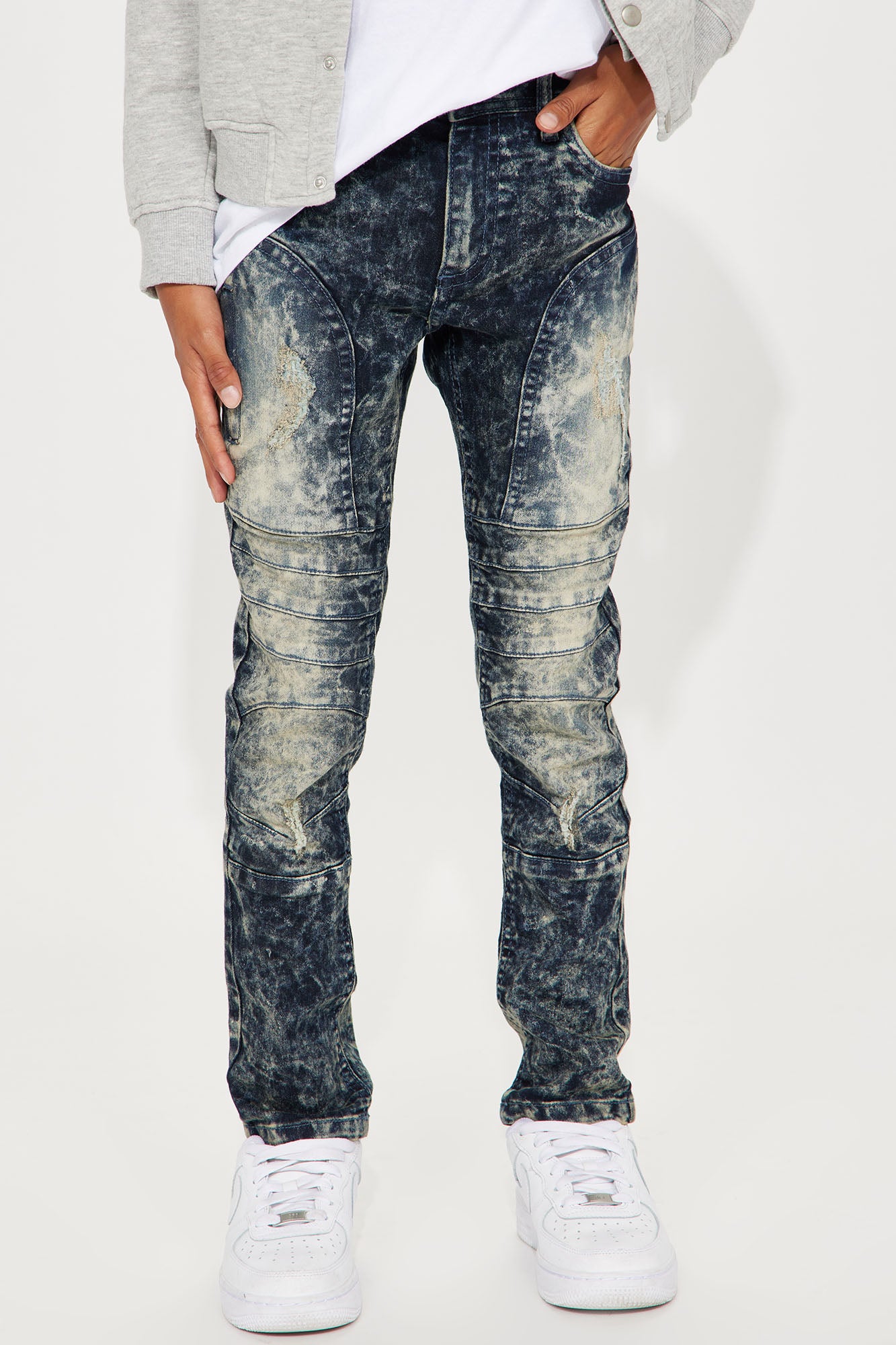 Mini Denim Moto Rip And Repair Jeans