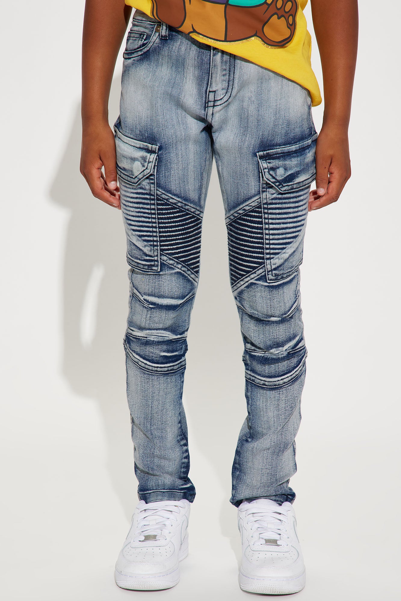 Mini Denim Rip And Repair Cargo Jeans