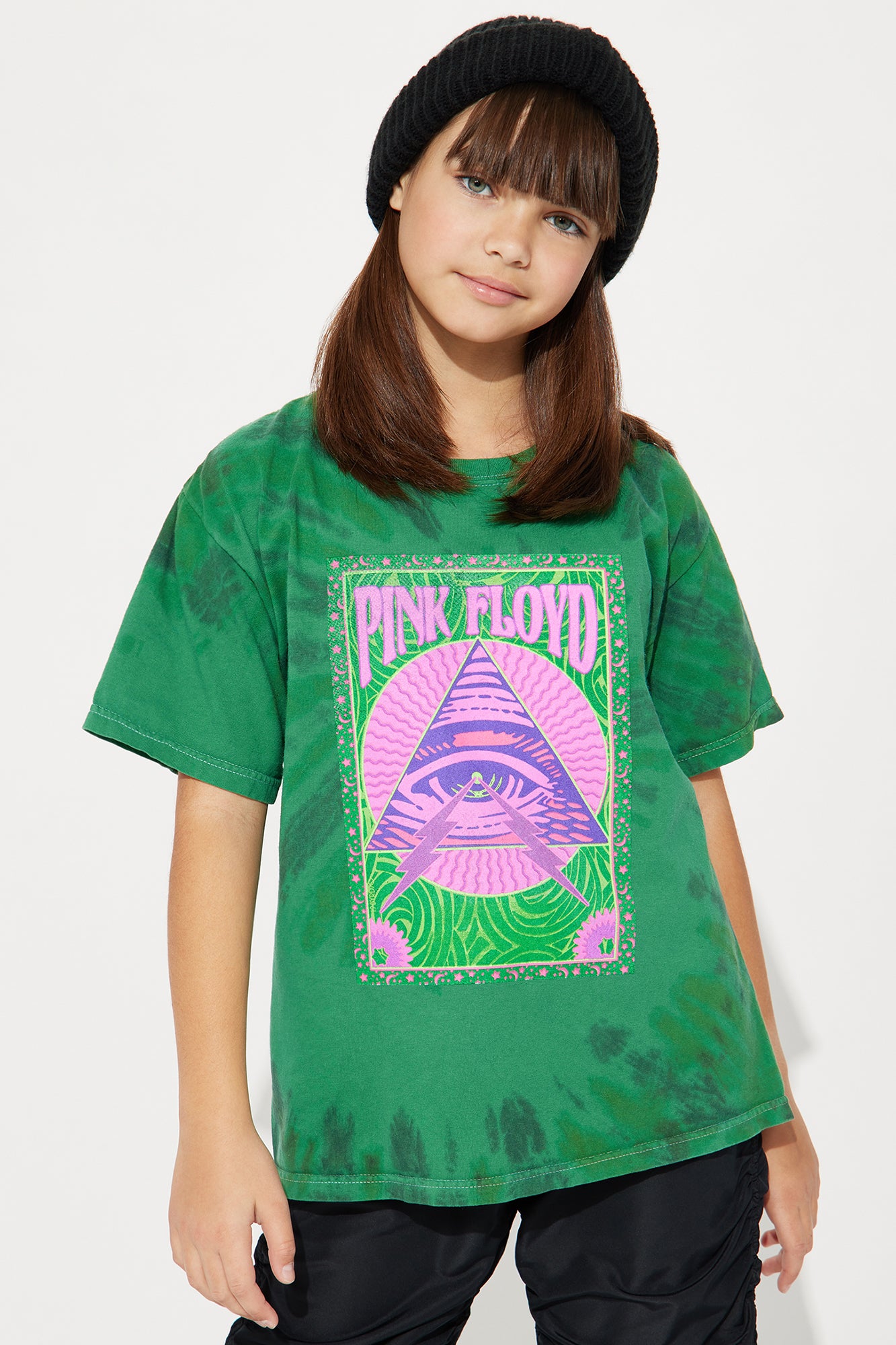 Mini Pink Floyd Distressed Oversized Tie Dye Top