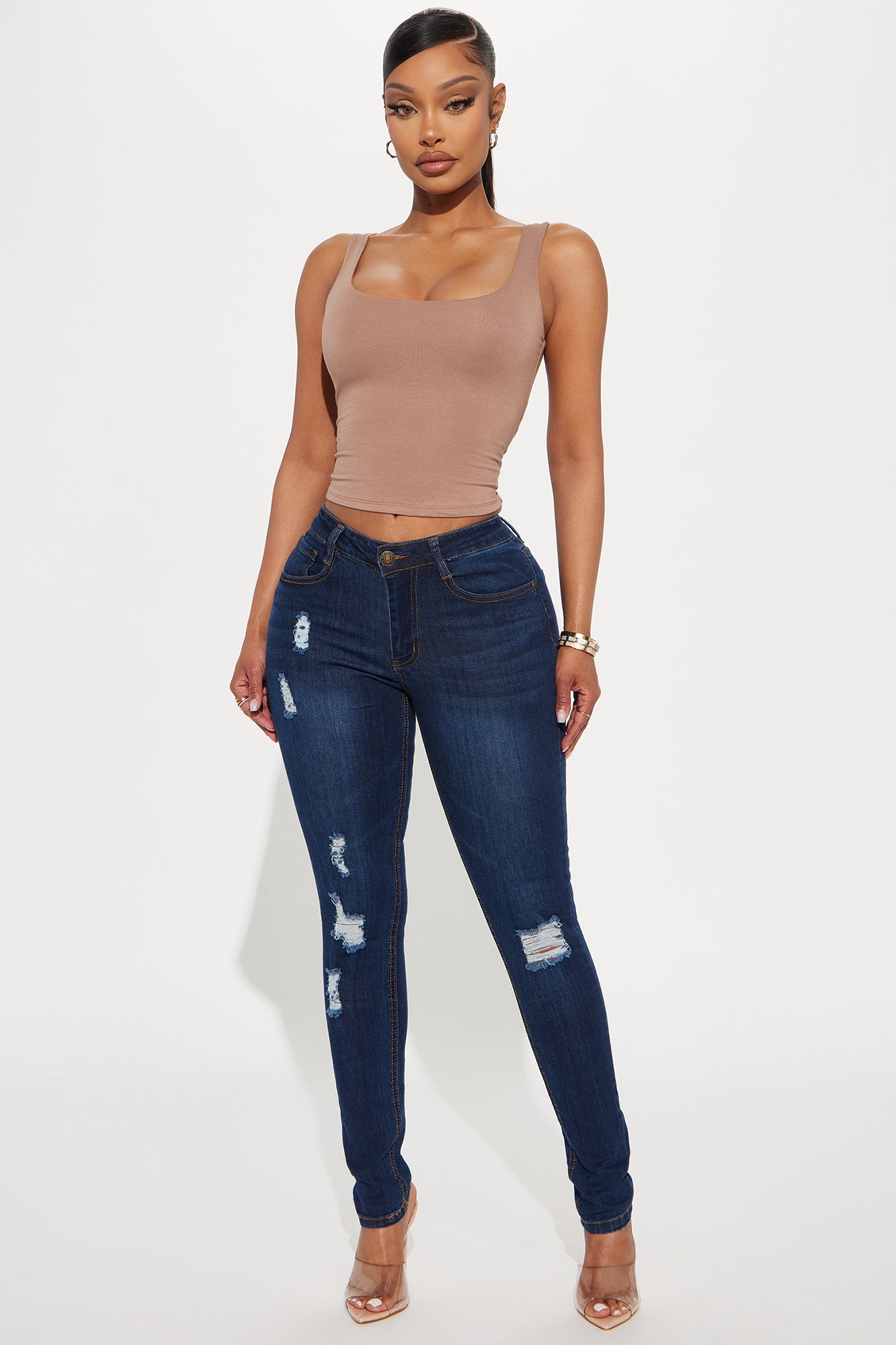 Saturday Nights Ripped Mid Rise Skinny Jeans