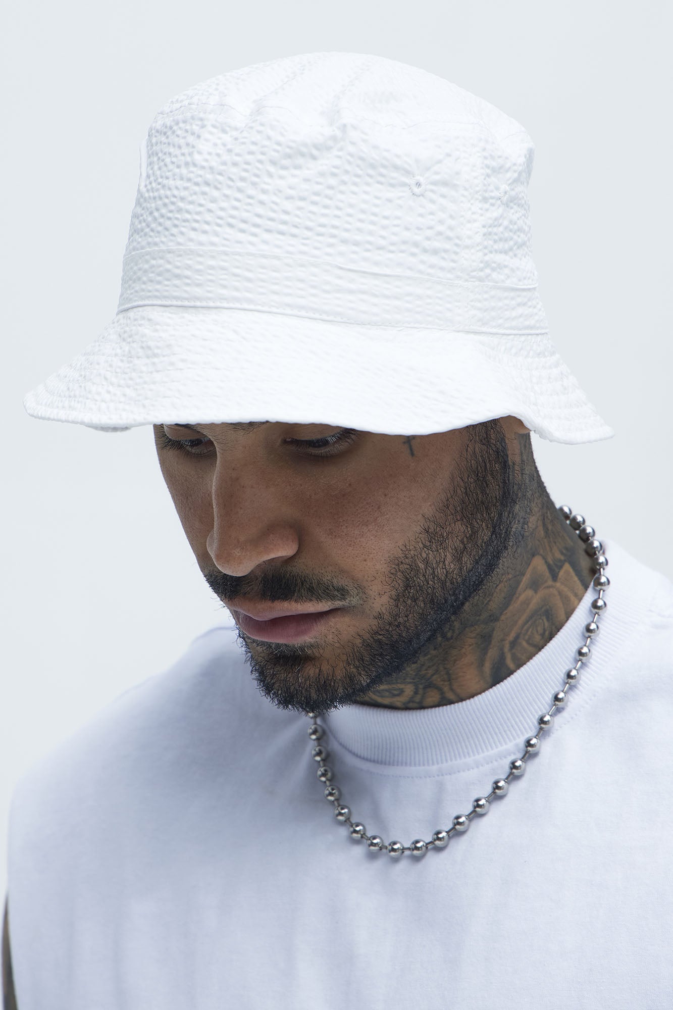 Seersucker Flat Top Bucket Hat