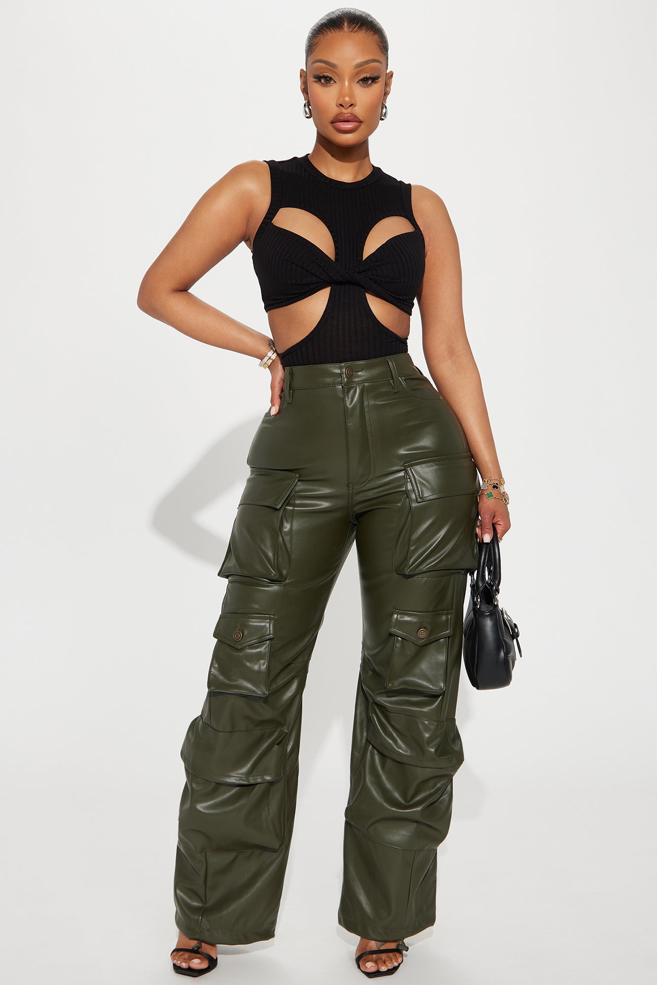 City Is Mine Faux Leather Cargo Pant