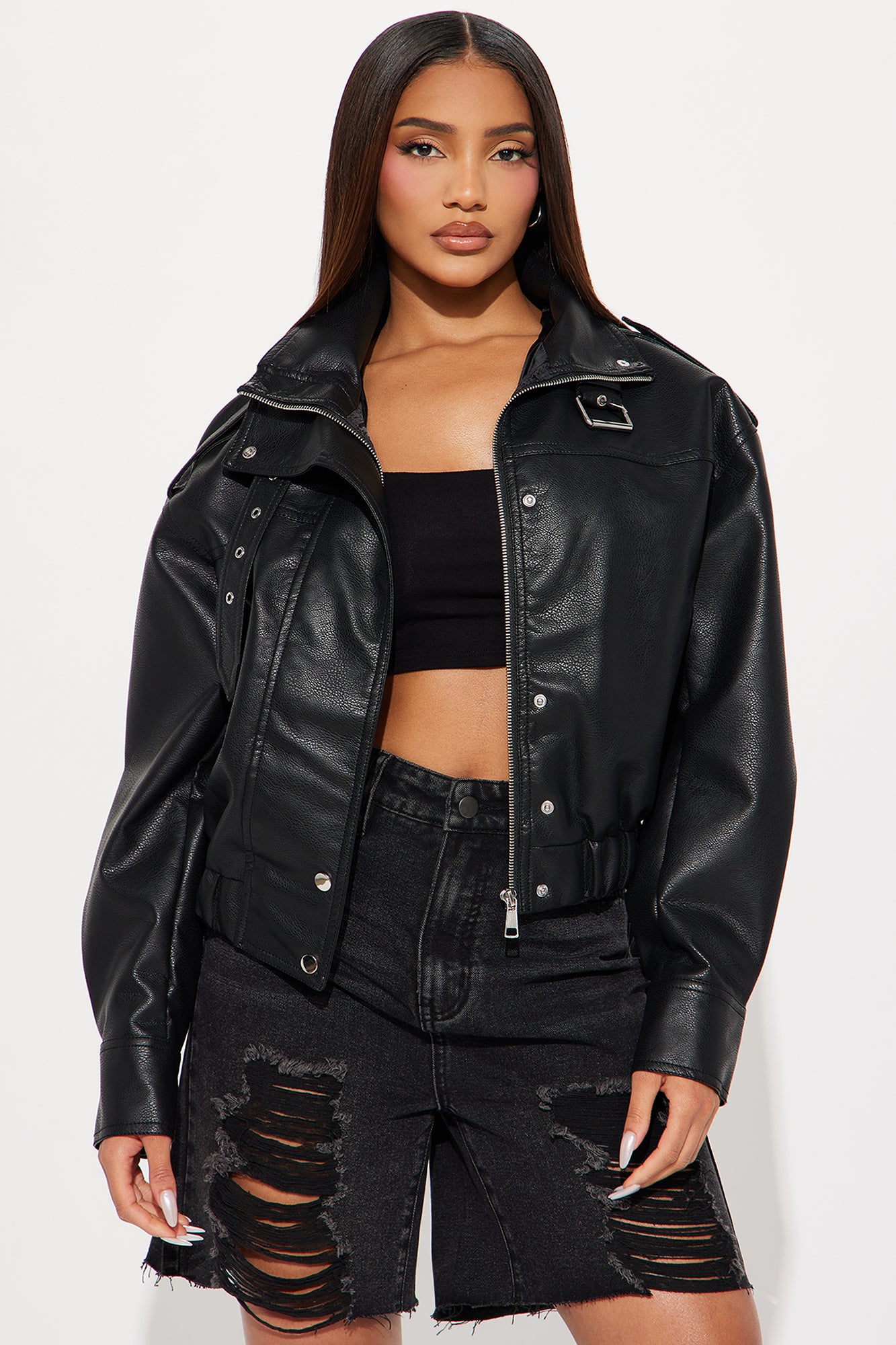 Don't Be Jaded Faux Leather Oversized Jacket