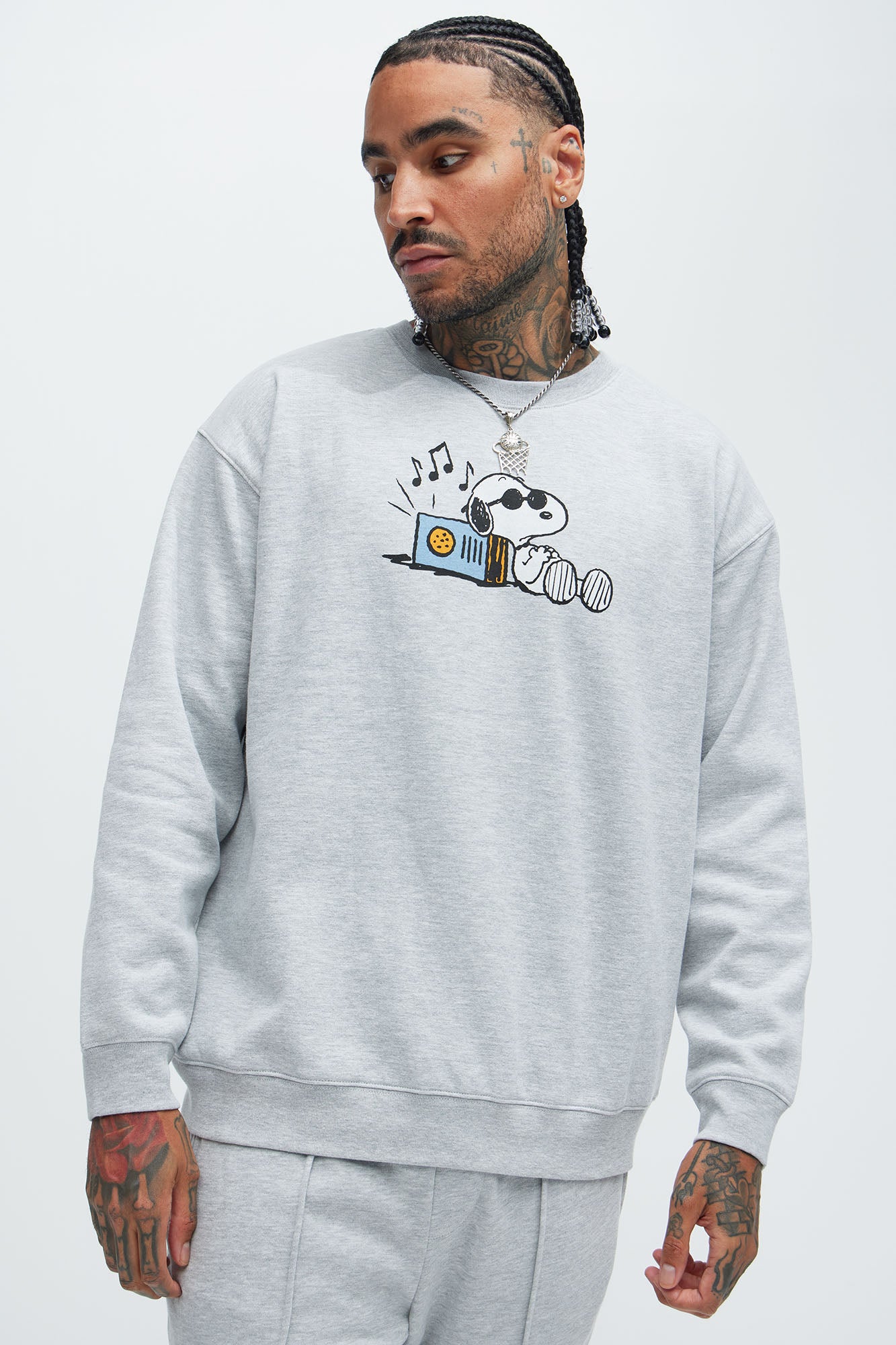 Peanuts Snoopy Records Crewneck Sweater