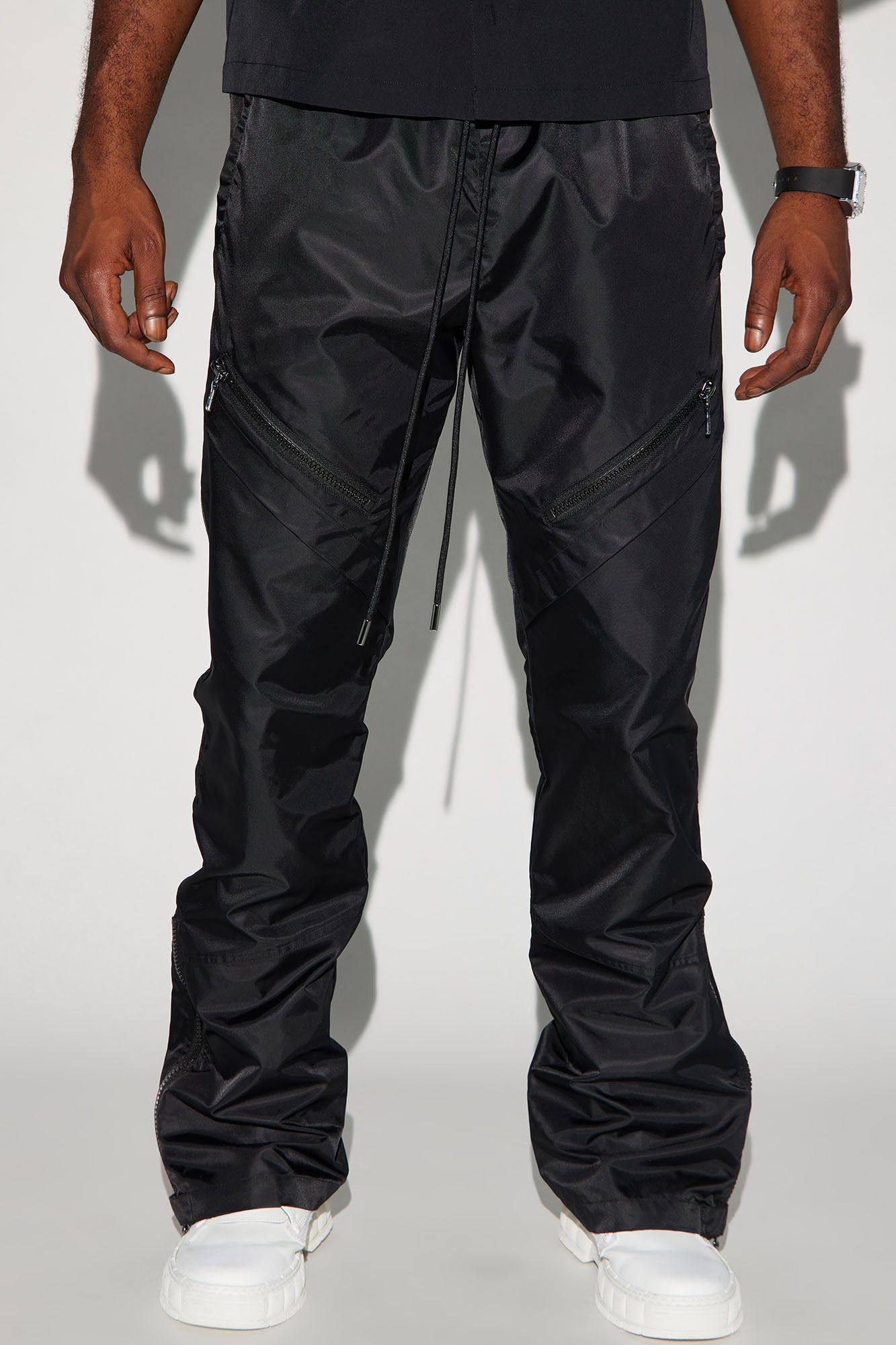 Play The Track Stacked Slim Flare Nylon Pants
