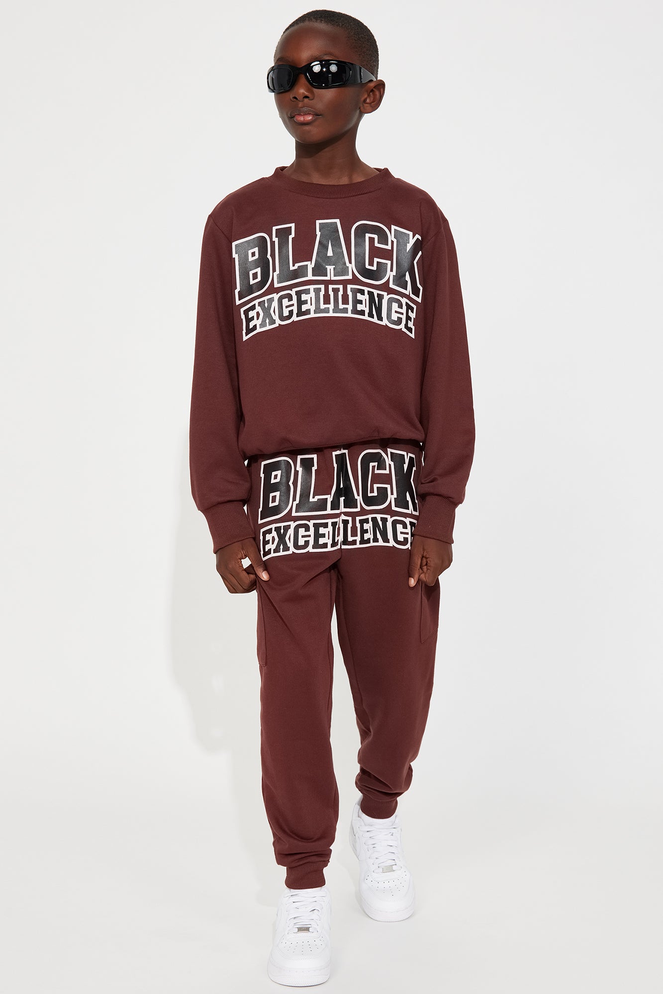 Mini Black Excellence Crew Pant Set