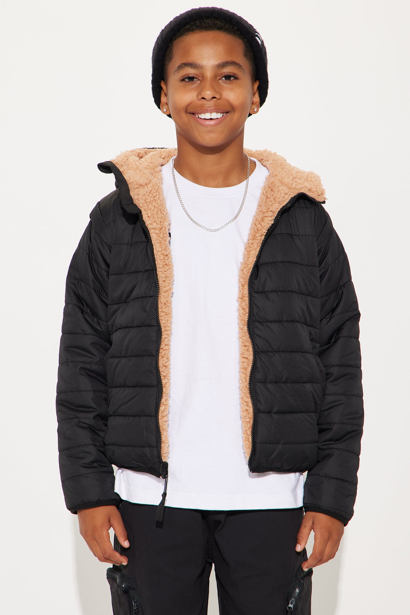 Mini Elijah Reversible Sherpa Lined Puffer Jacket