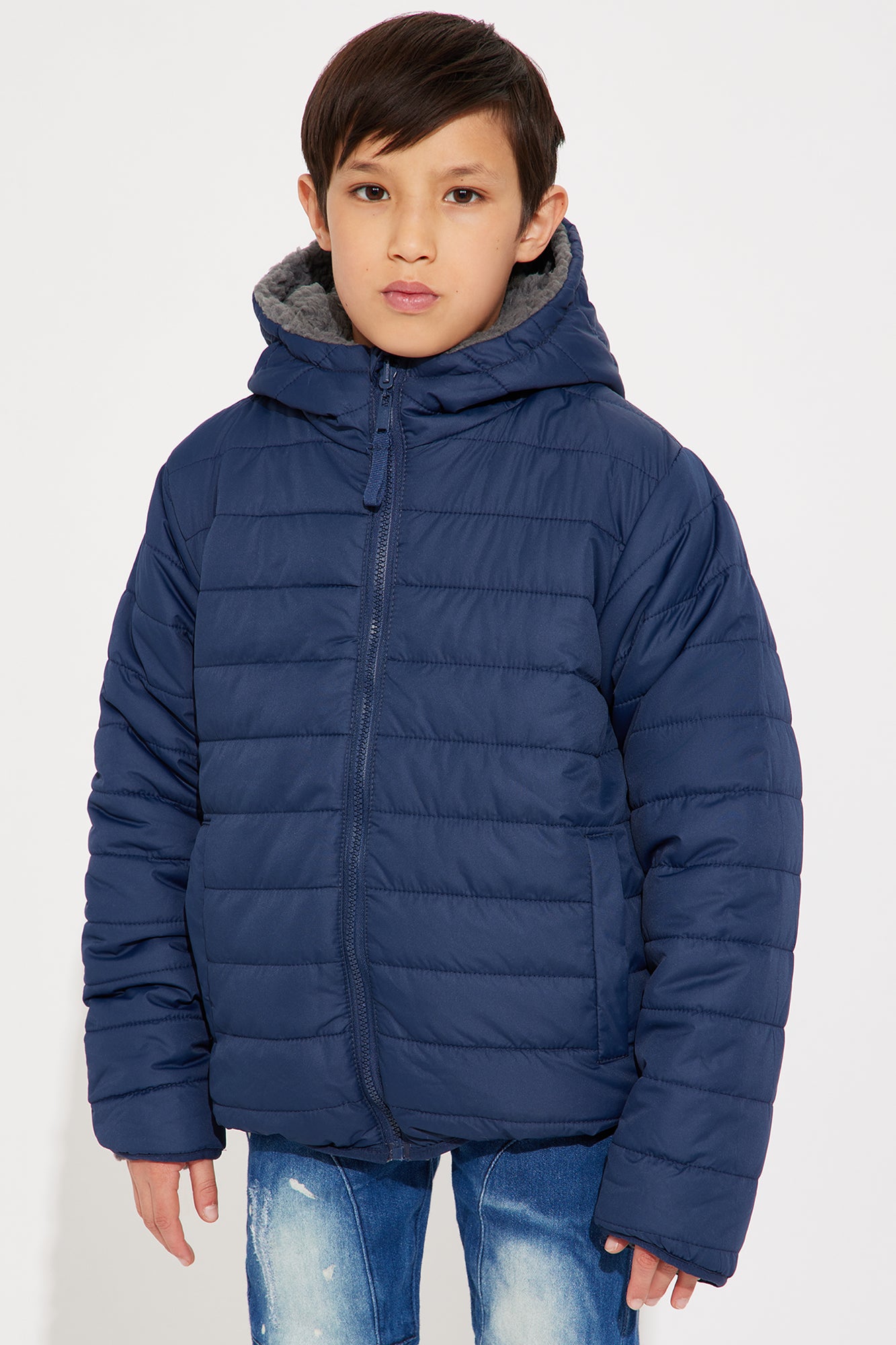Mini Elijah Reversible Sherpa Lined Puffer Jacket