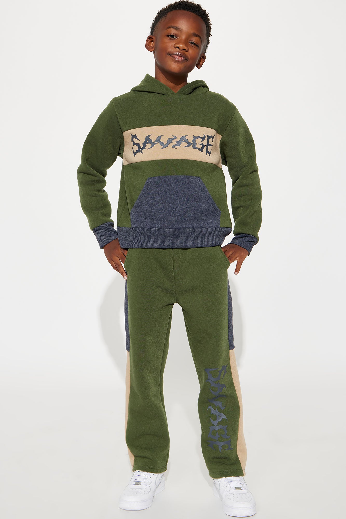 Mini Savage All The Time Colorblock Fleece Pant Set