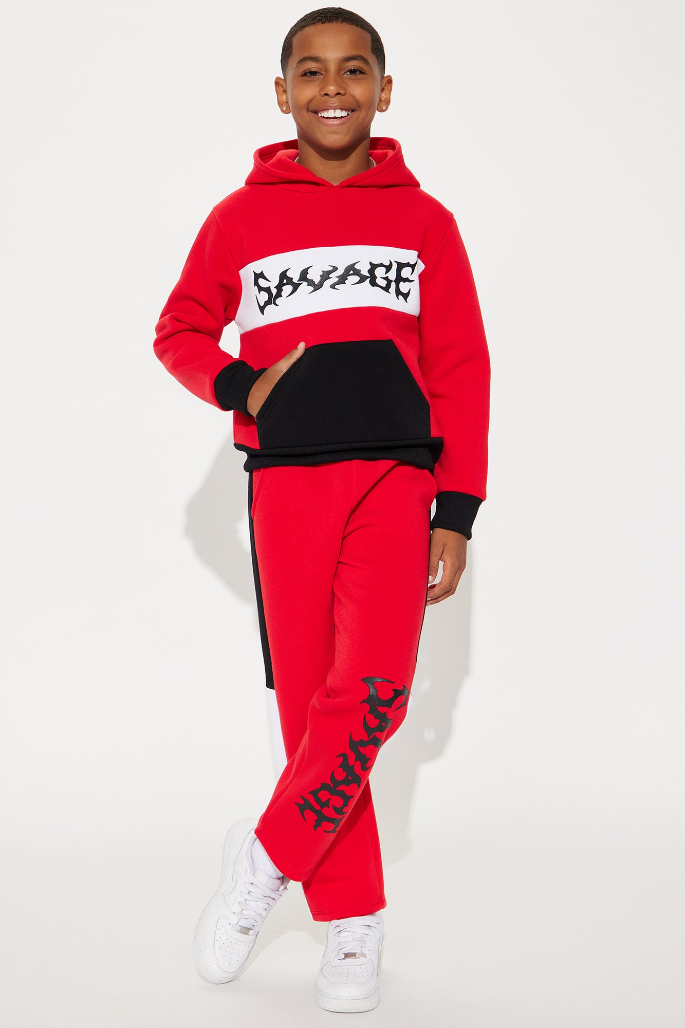 Mini Savage Mode Colorblock Fleece Pant Set