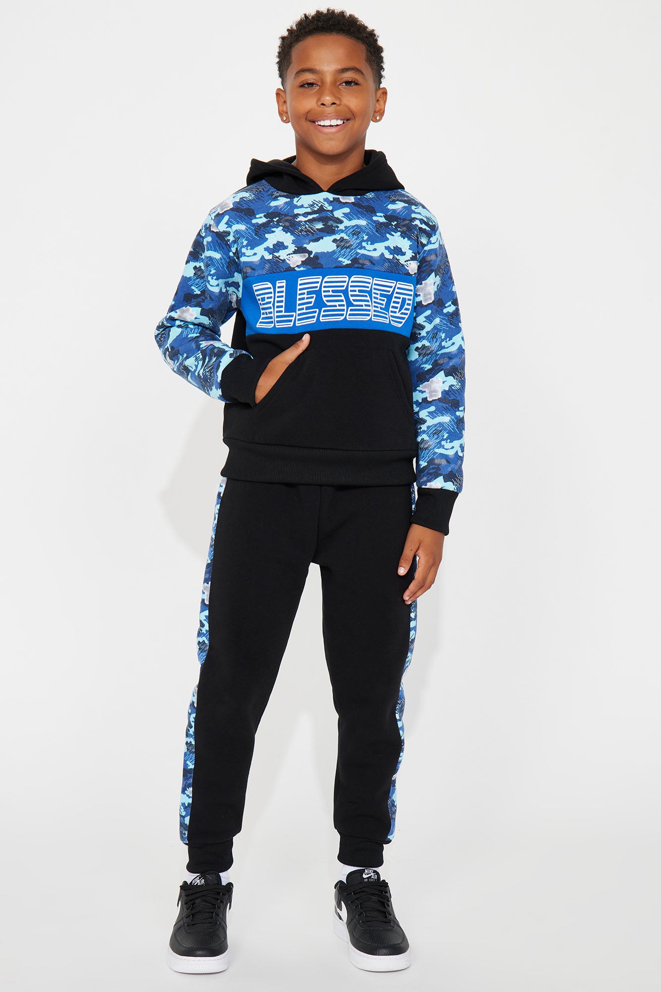 Mini Blessed Season Colorblock Fleece Pant Set