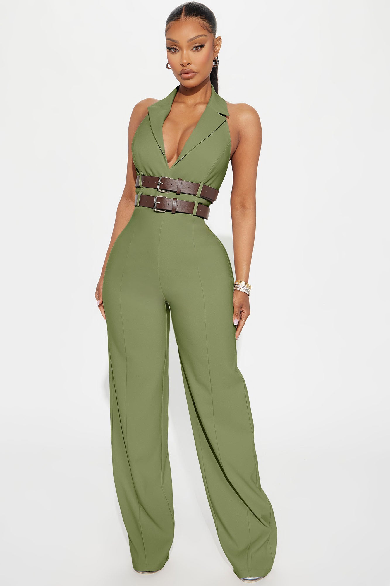 At The Office Belted Jumpsuit
