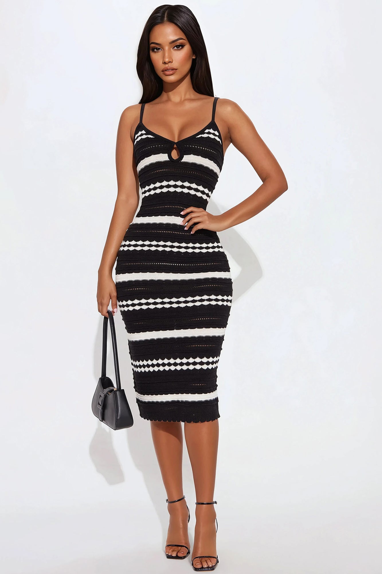 Lori Striped Crochet Midi Dress