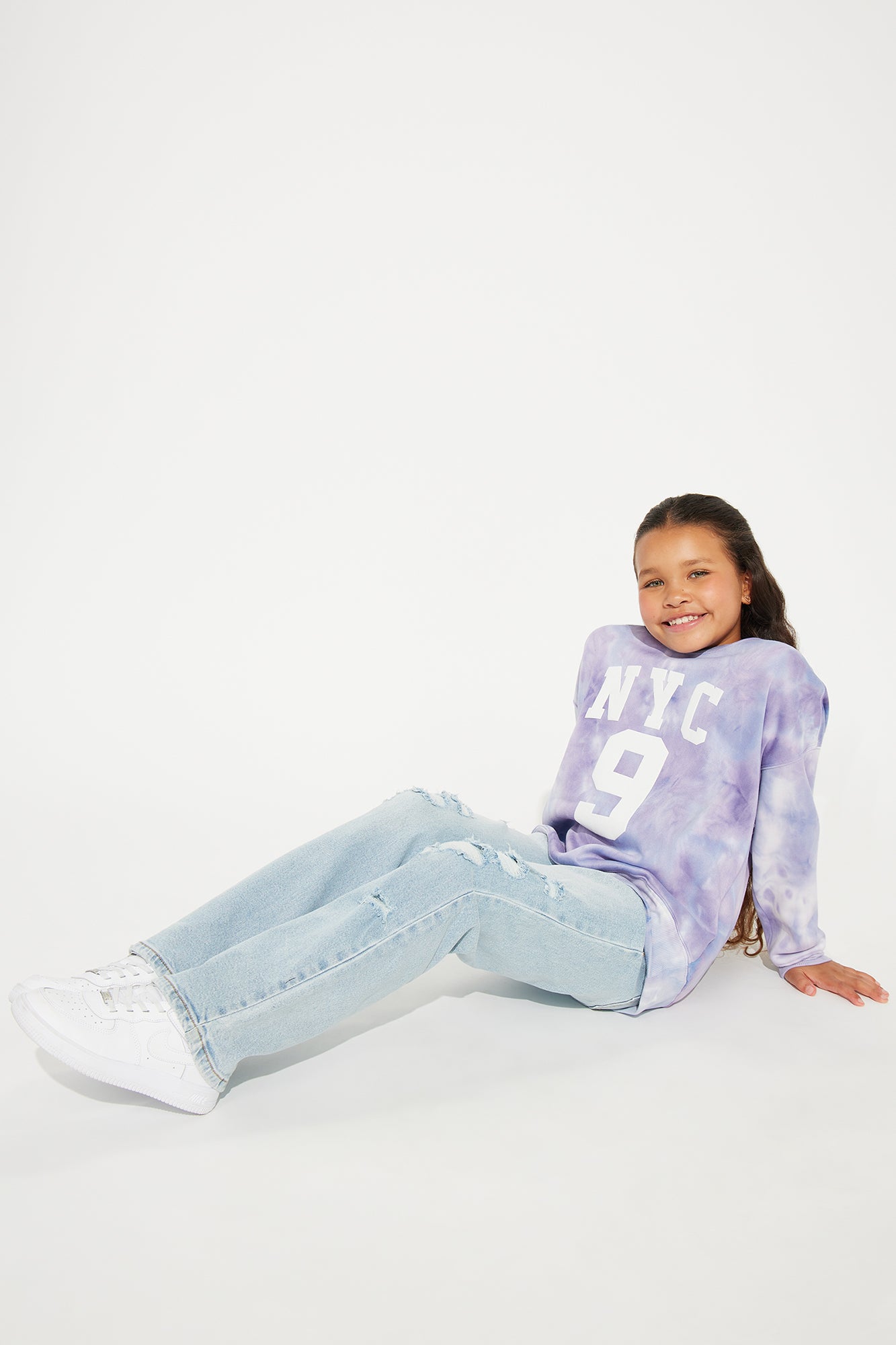 Mini Big City Girl NYC Tie Dye Crew Neck Sweatshirt
