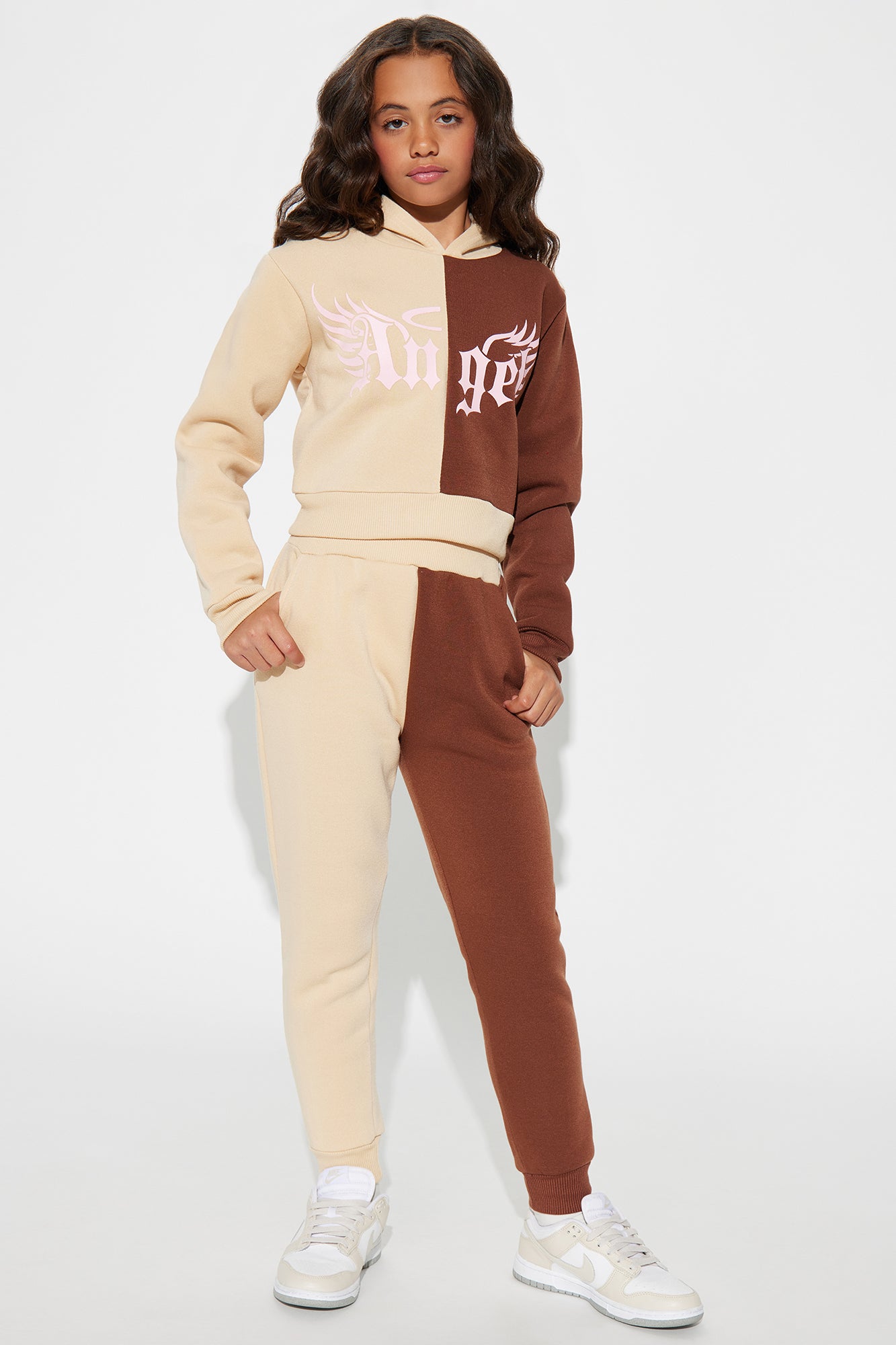 Mini Angel Wings Colorblock Fleece Pant Set