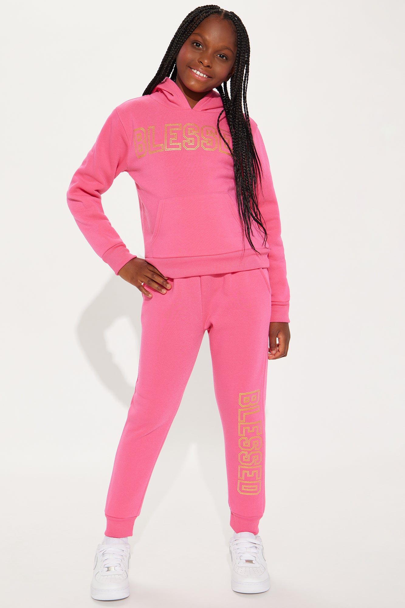 Mini Beyond Blessed Colorblock Fleece Pant Set