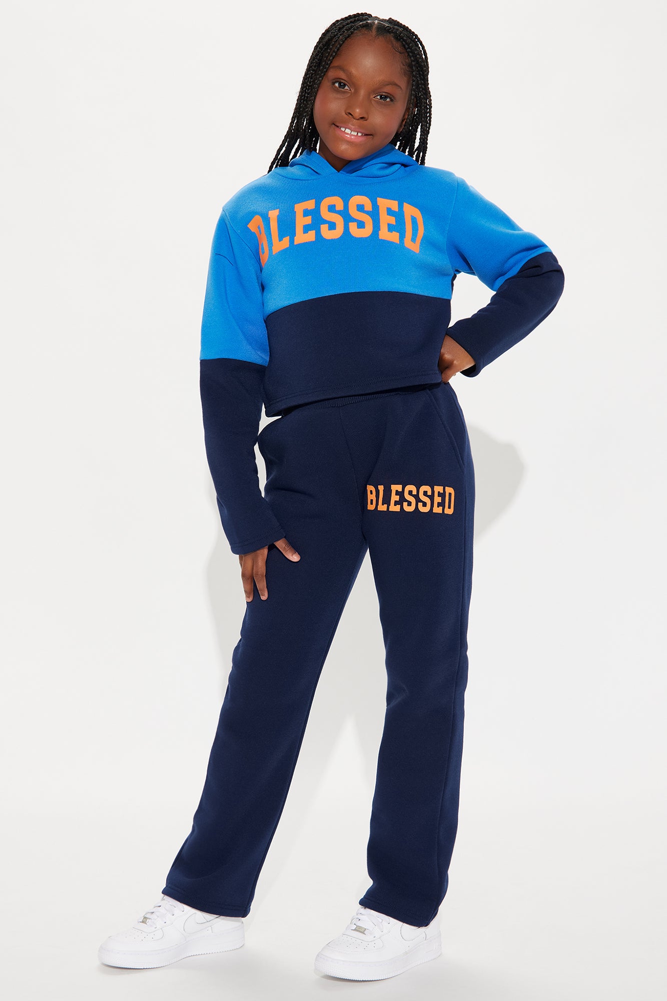 Mini Blessed Colorblock Fleece Pant Set