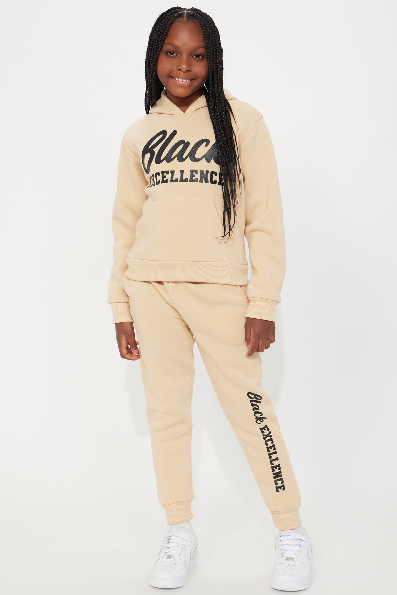 Mini Black Excellence Fleece Pant Set