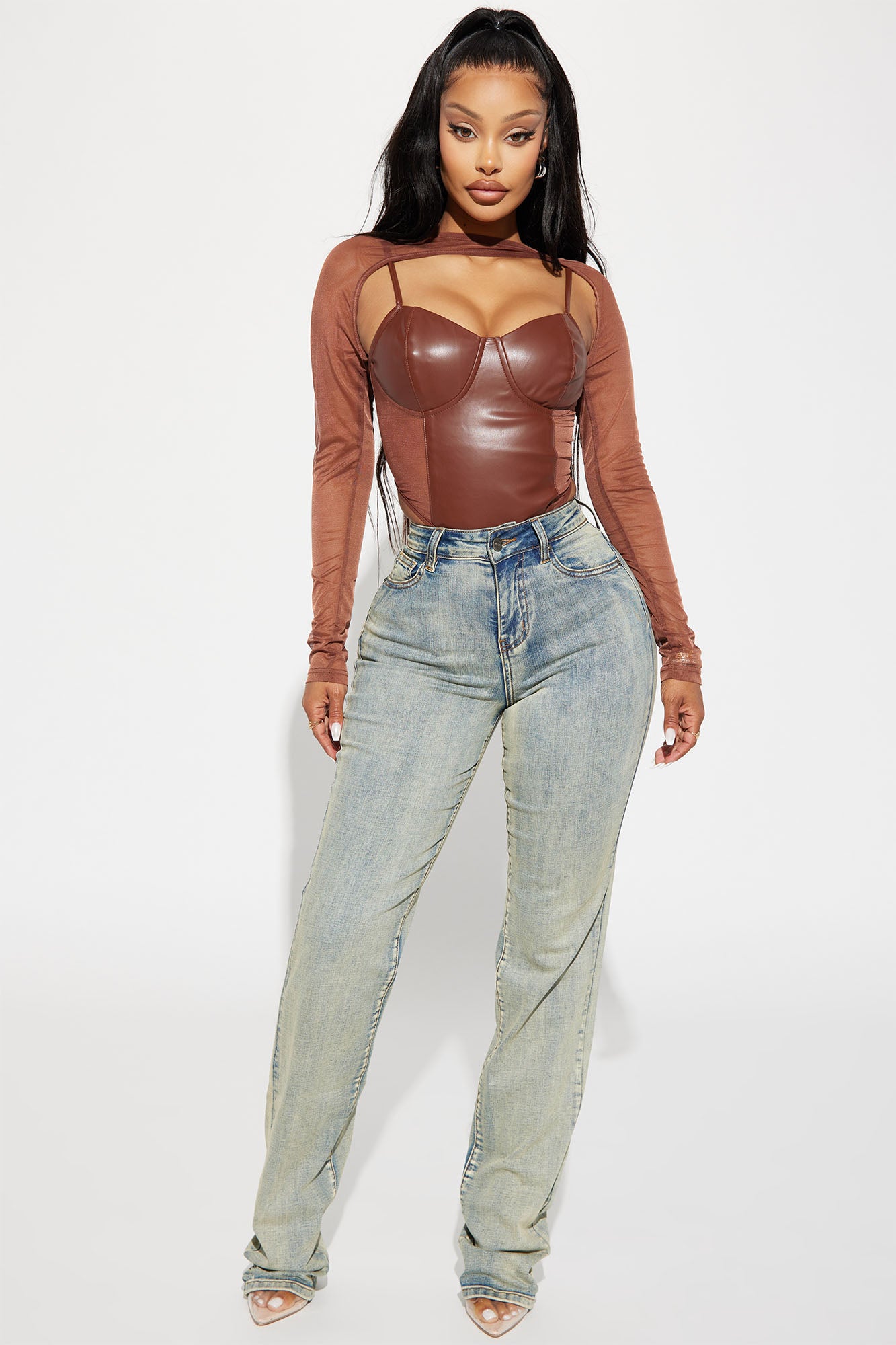 Set The Scene Stretch Stacked Straight Leg Jeans