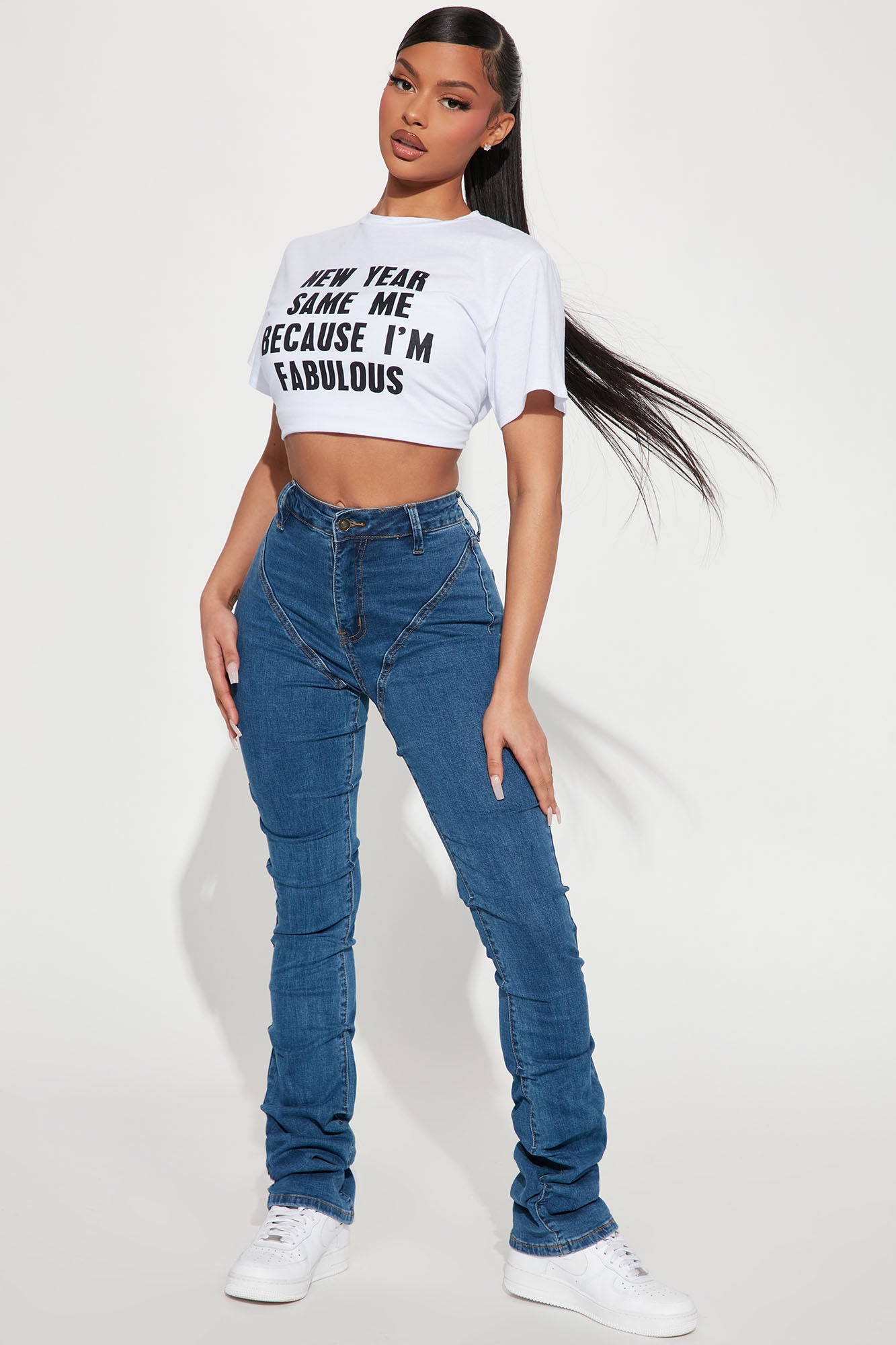 See Me High Rise Stacked Straight Leg Jeans