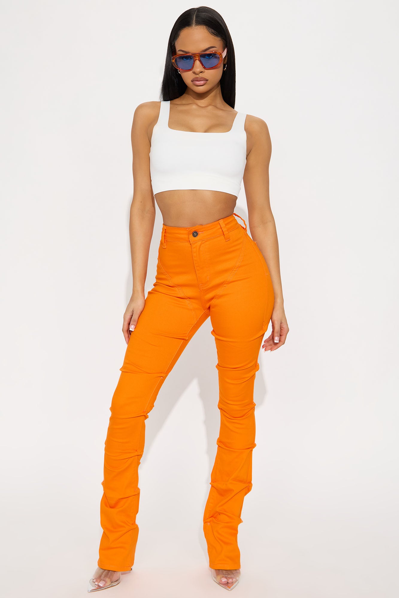 See Me High Rise Stacked Straight Leg Jeans