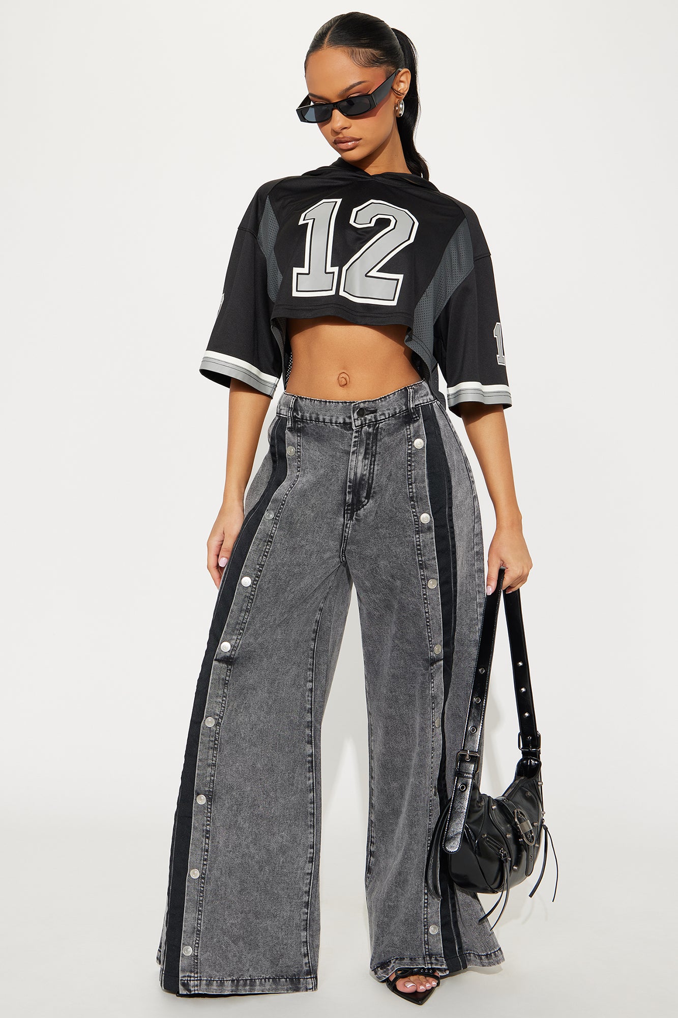 Paulette Non Stretch Snap Wide Leg Jeans
