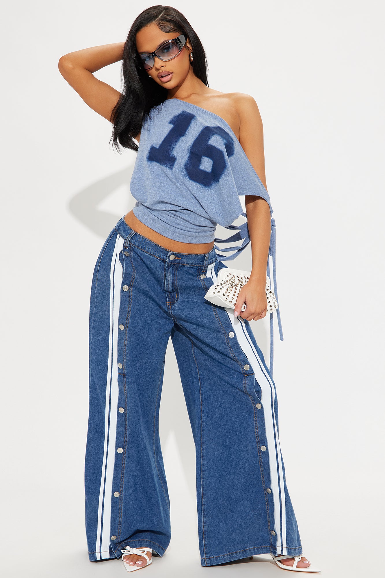 Paulette Non Stretch Snap Wide Leg Jeans