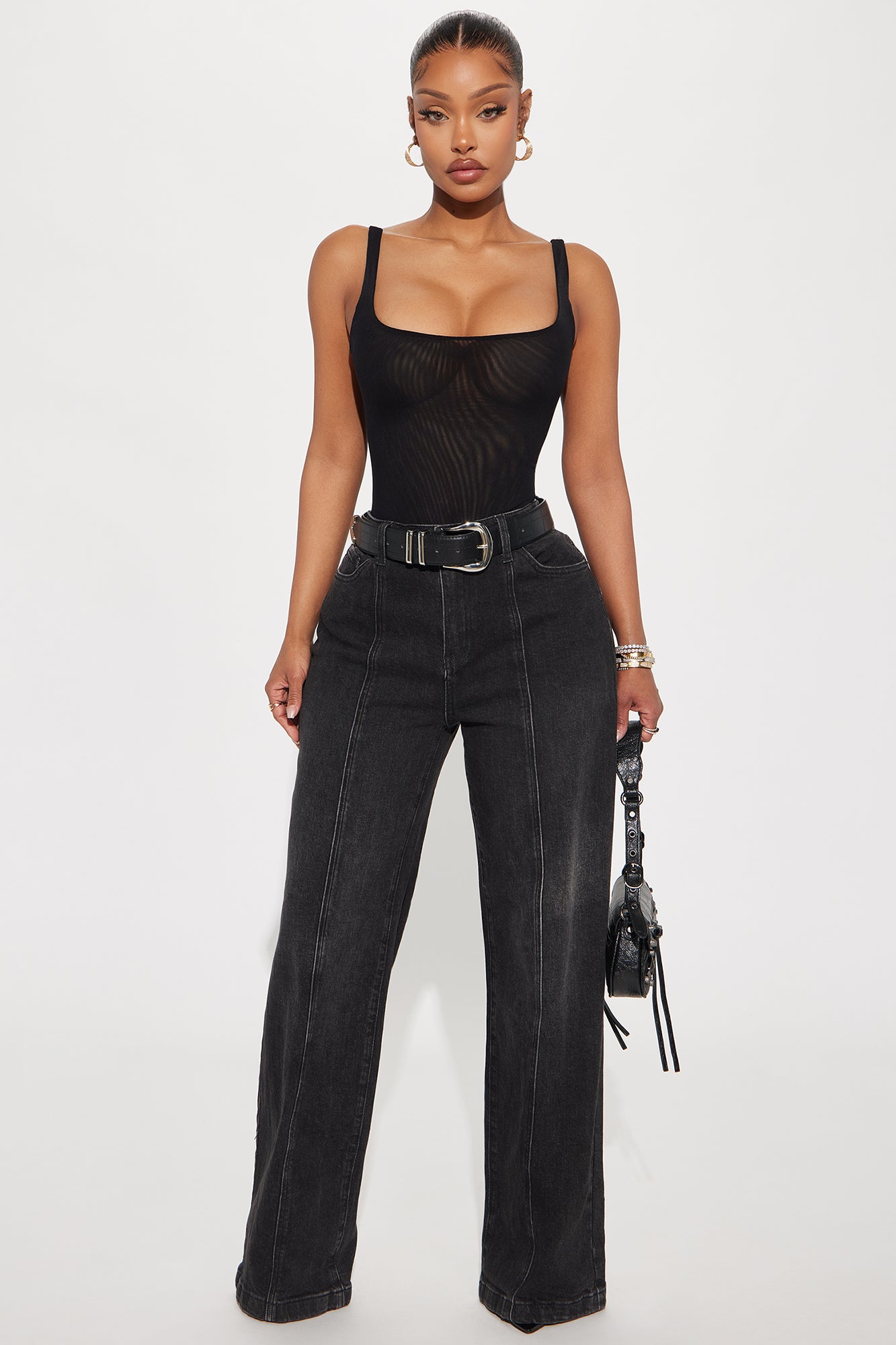 Square One Seaming Straight Leg Jeans