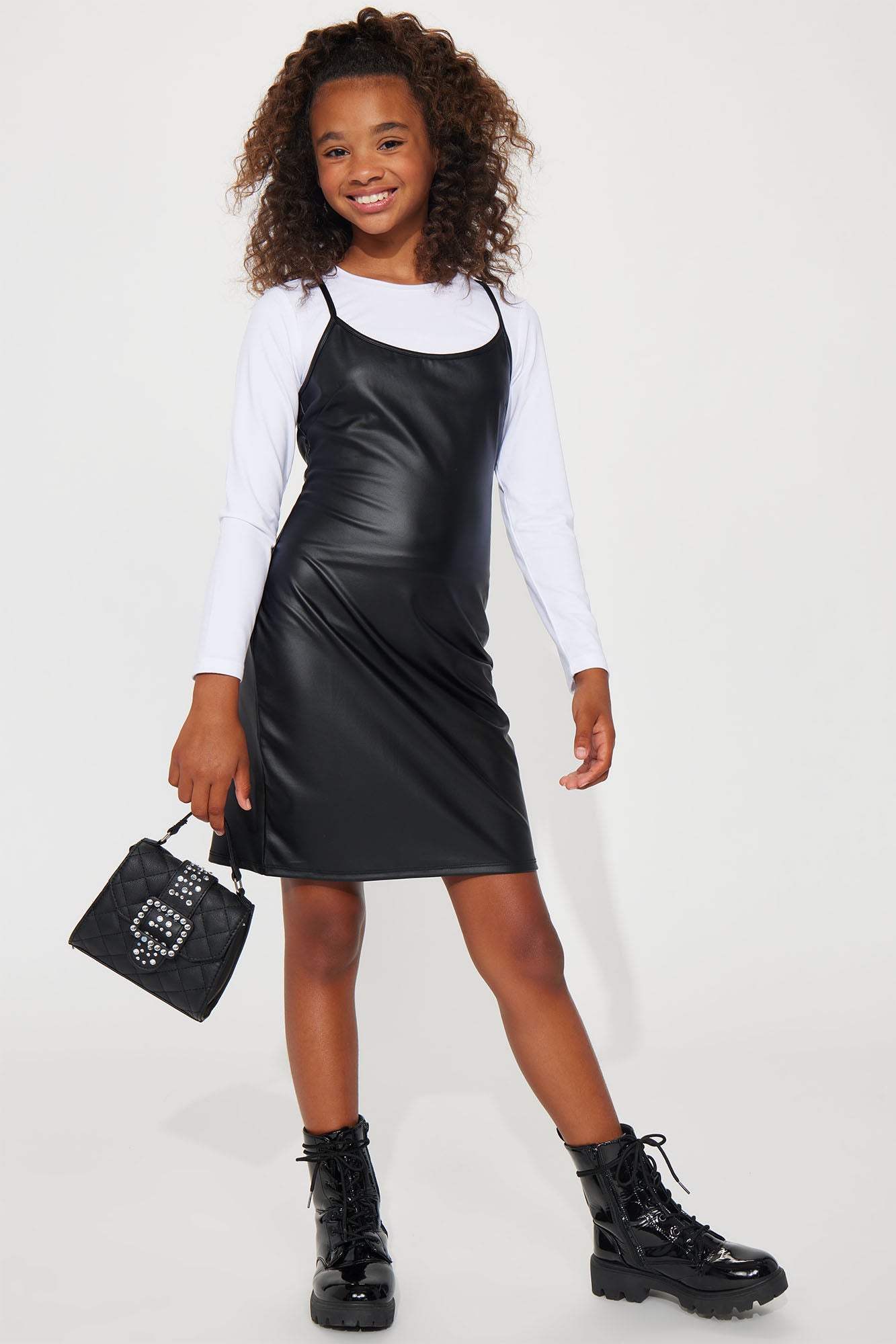 Mini Faux Leather Dress Set