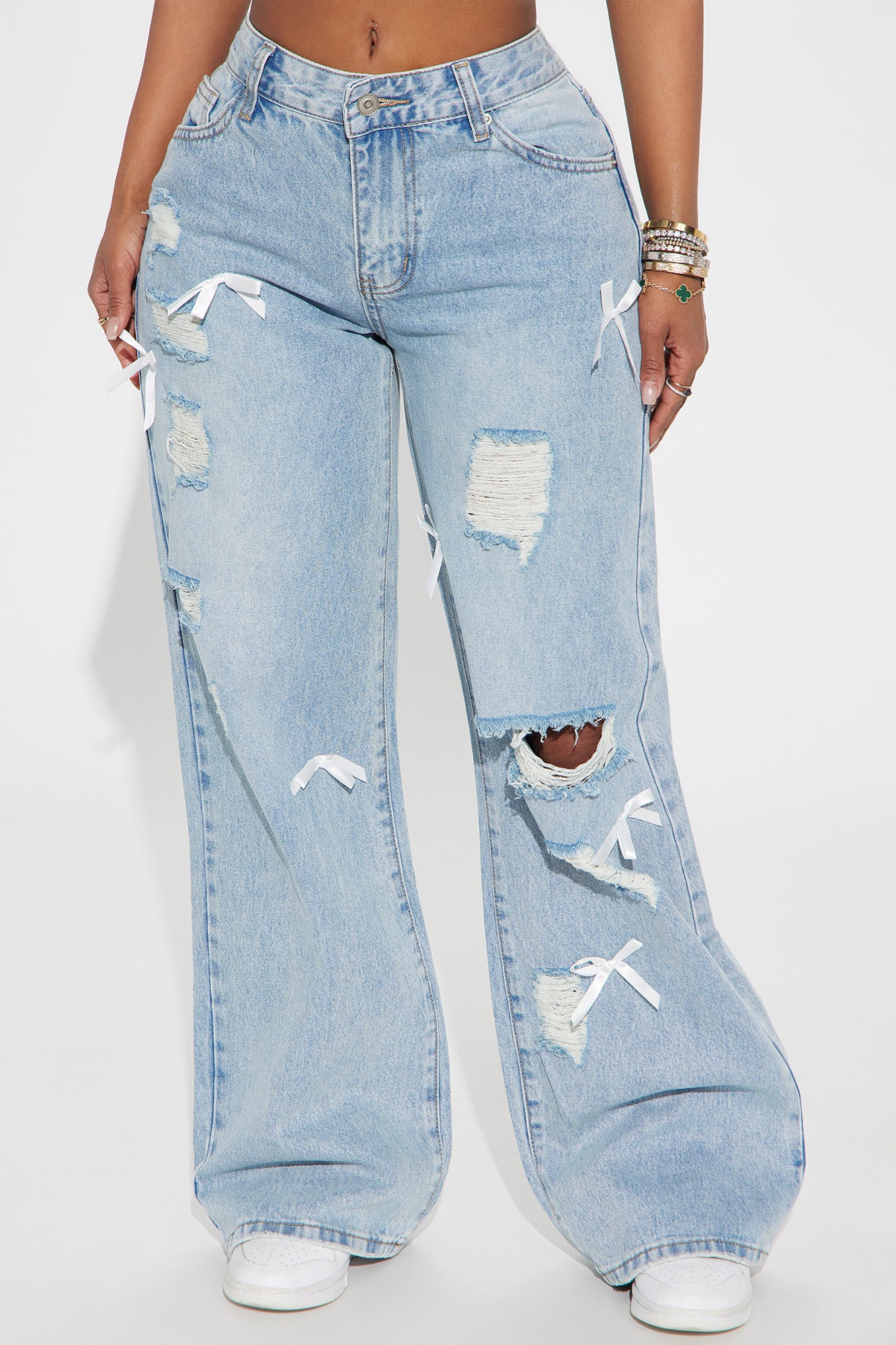Betsy Non Stretch Bow Wide Leg Jeans