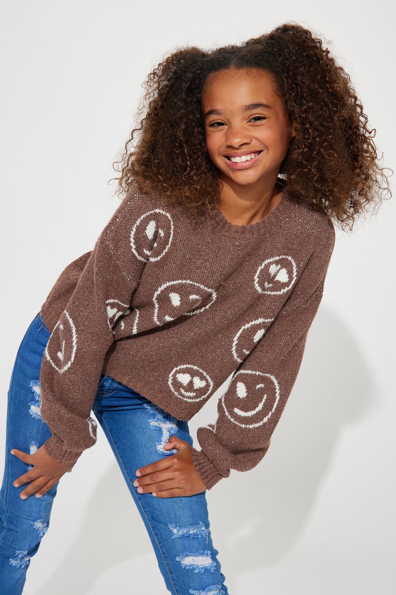 Mini Smiley Face Pullover Sweater