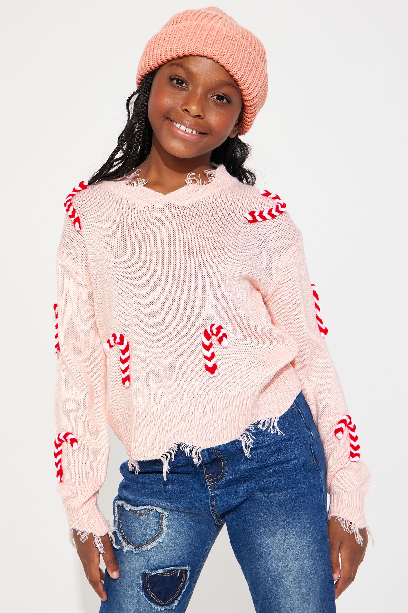 Mini Candy Cane Land Distressed Pullover Sweater