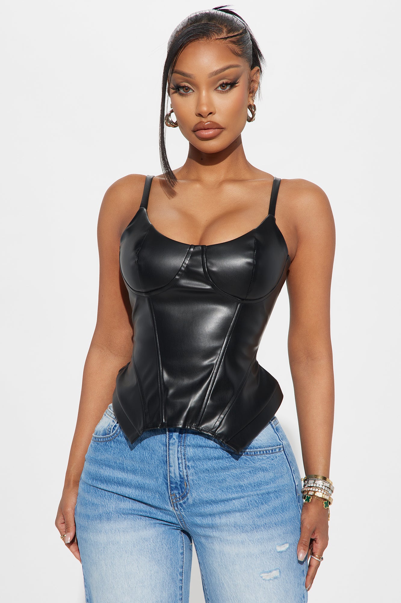 The Only Option Faux Leather Corset Top