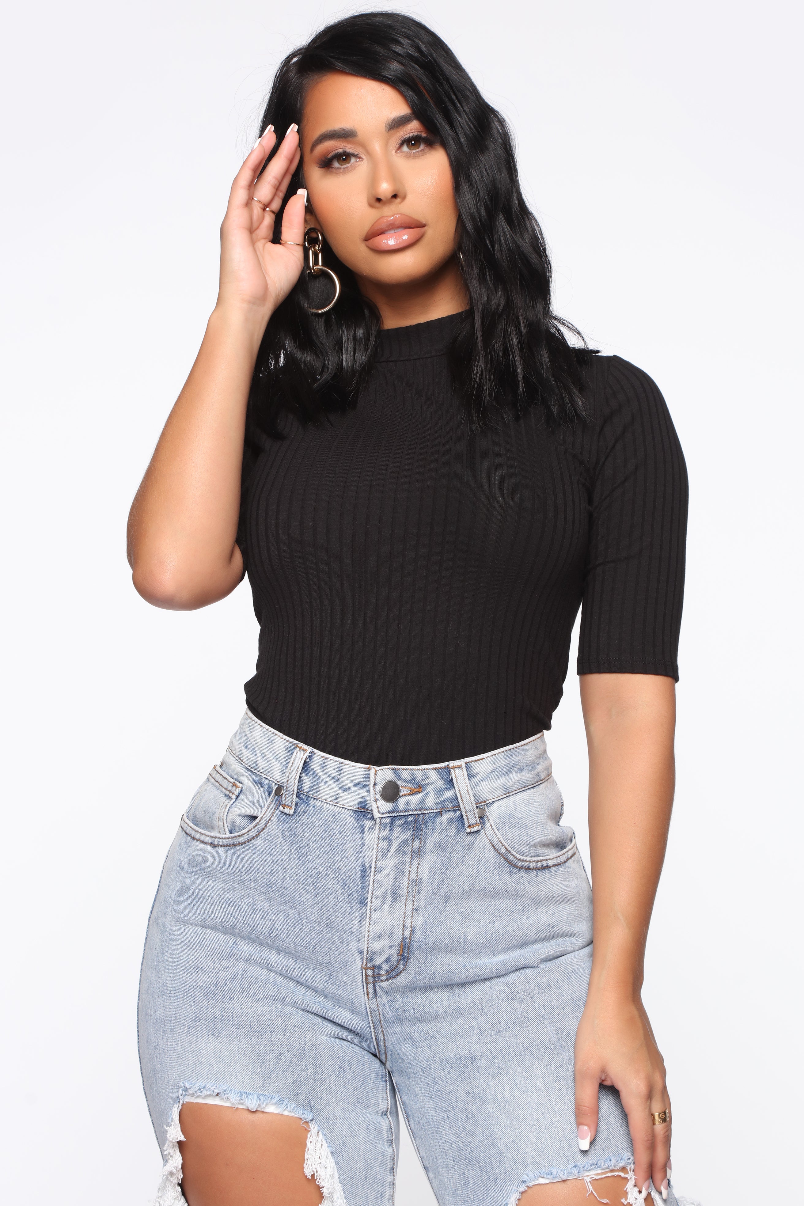 Ansley Mock Neck Short Sleeve Tee
