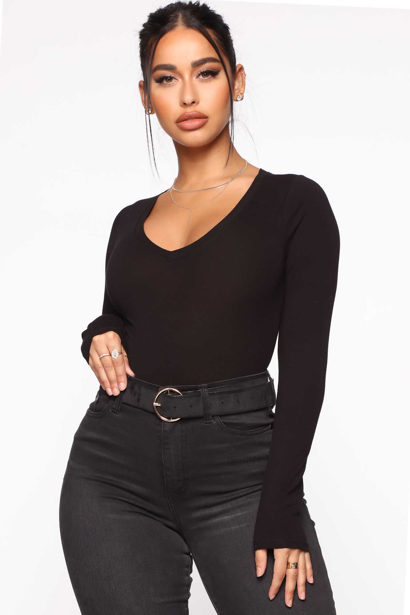 No Brainer Long Sleeve V Neck Tee