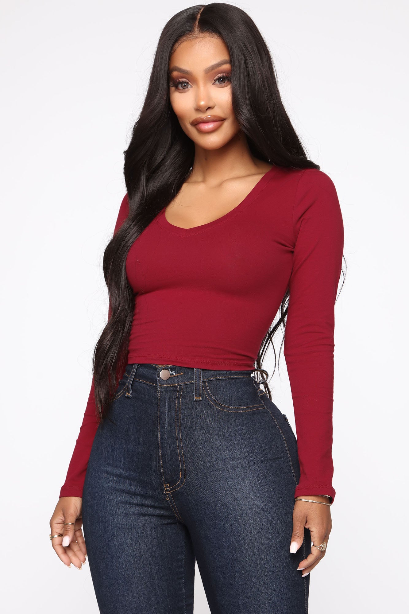 No Brainer Long Sleeve V Neck Tee