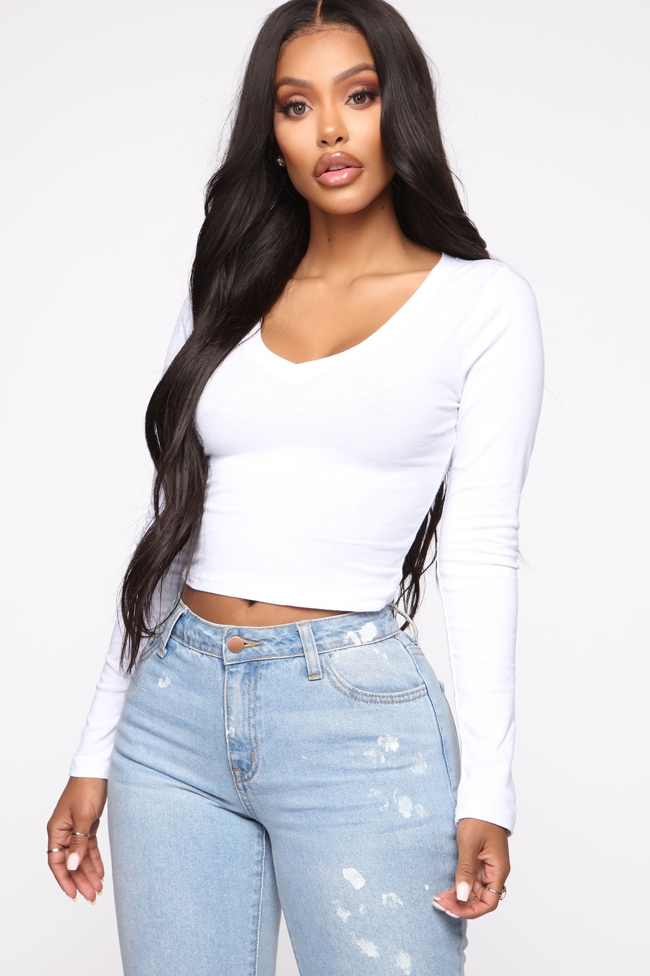 No Brainer Long Sleeve V Neck Tee