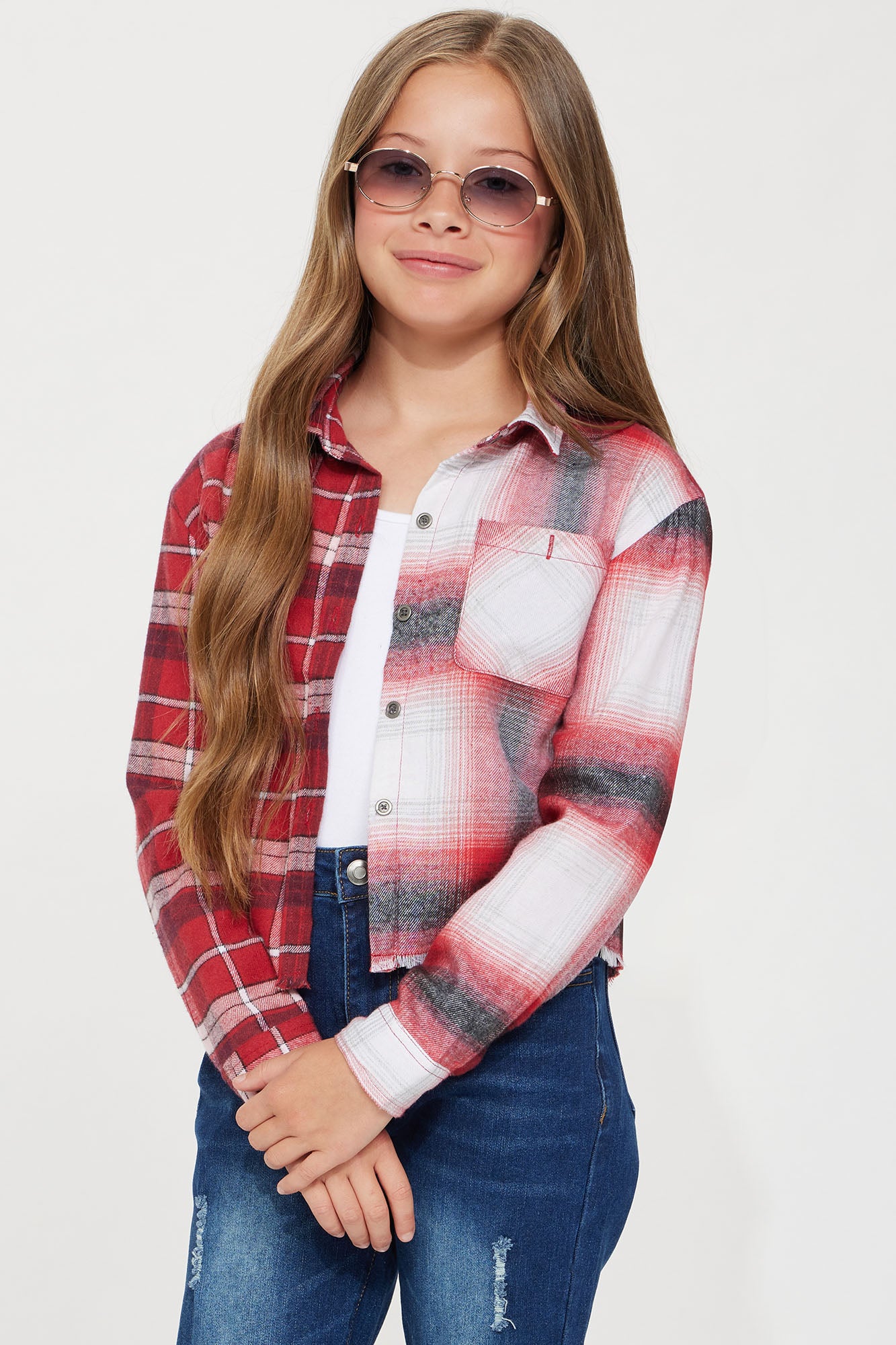 Mini Drop Shoulder Flannel Shirt