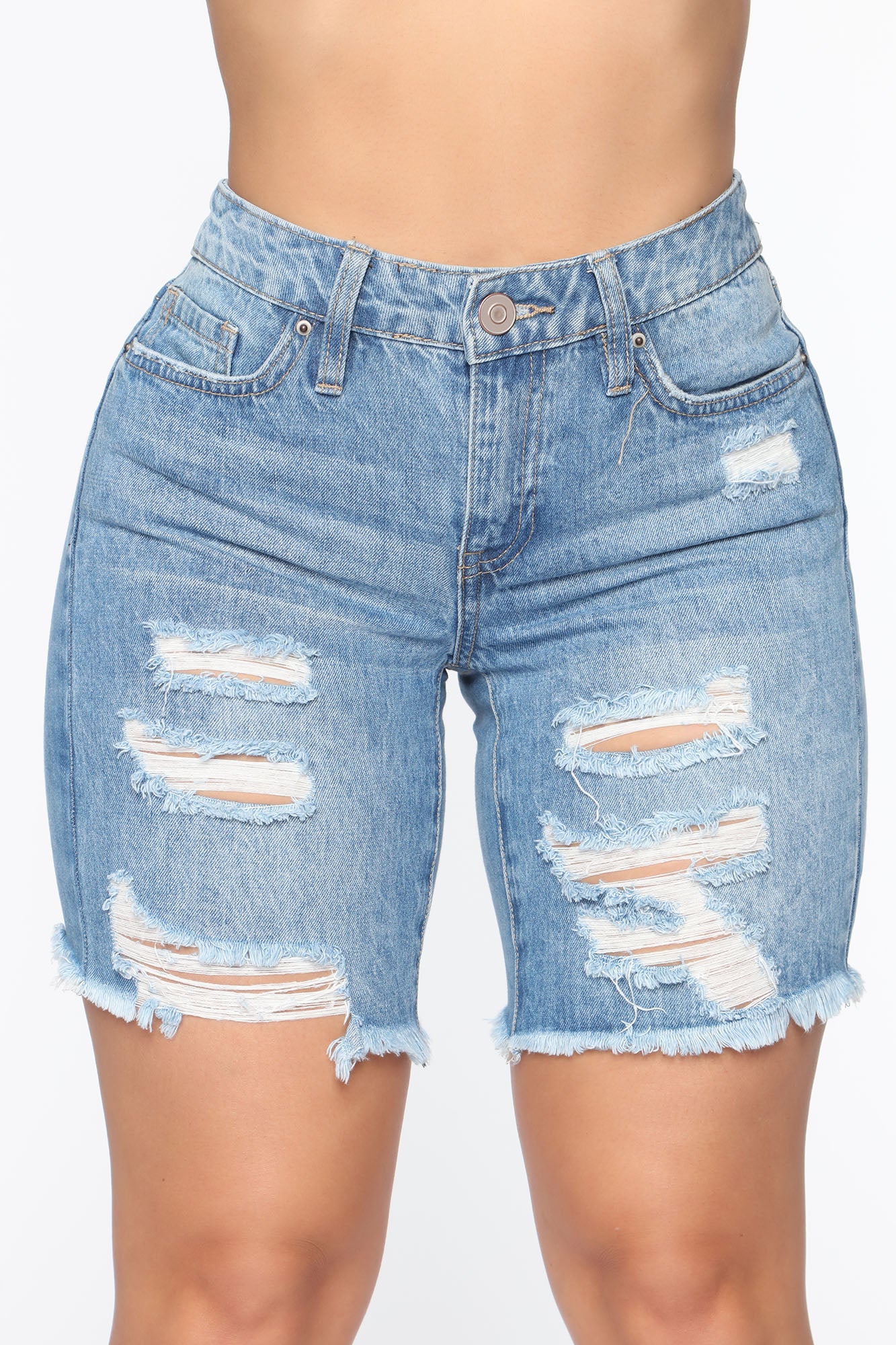 The Mixer Distressed Denim Bermudas