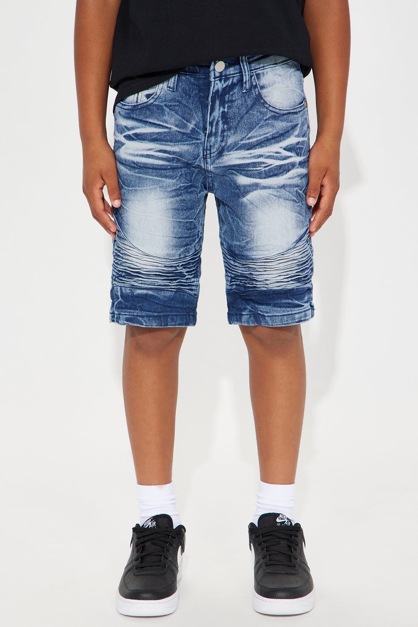 Mini Young And Free Moto Denim Shorts