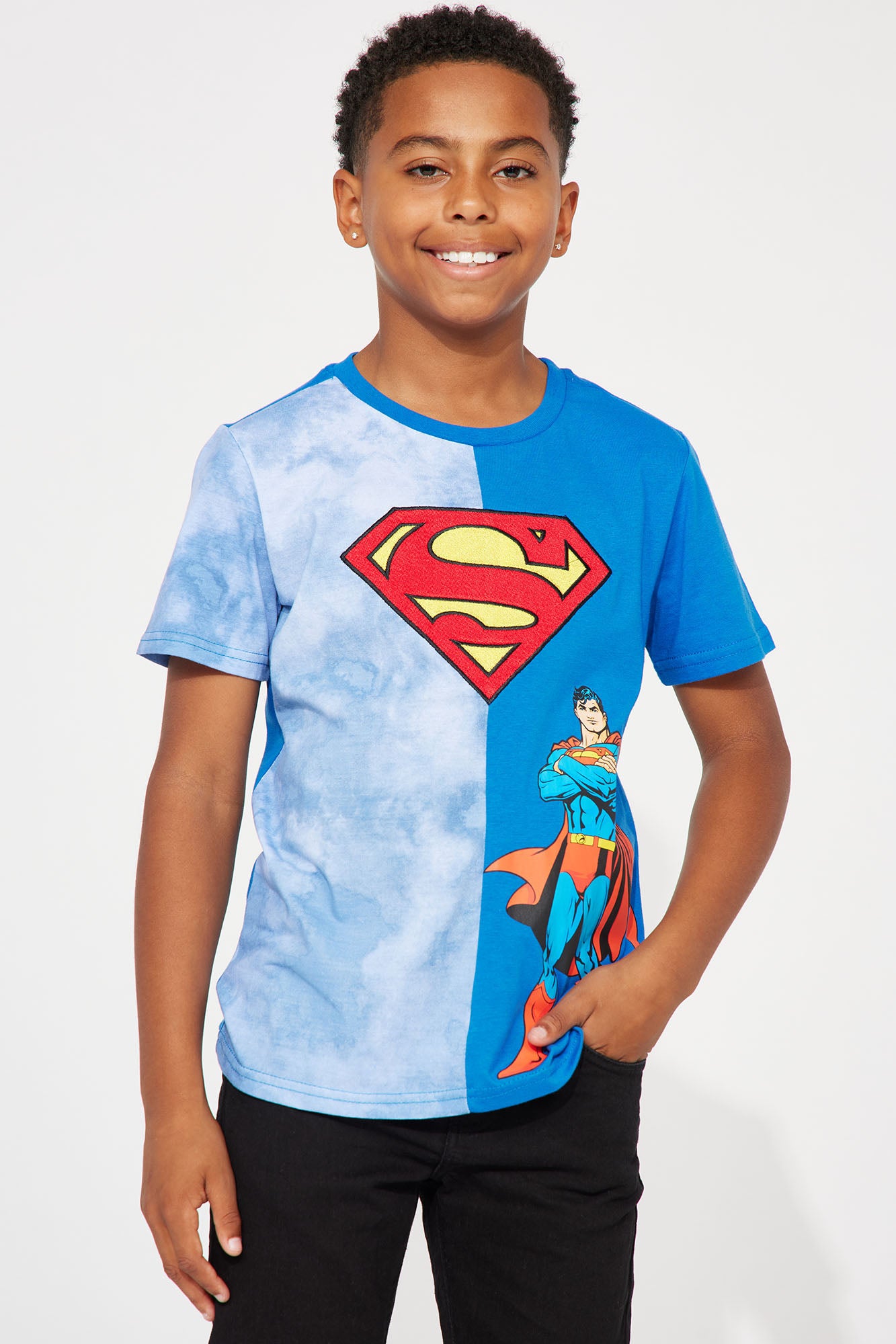 Mini Superman Split Dye Embroidered Tee