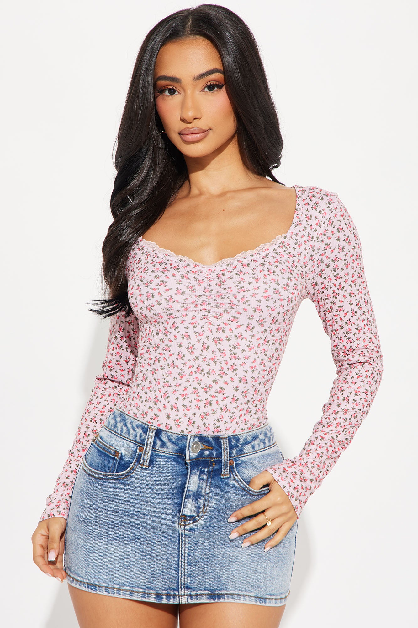 Give Me My Flowers Ribbed Long Sleeve Top