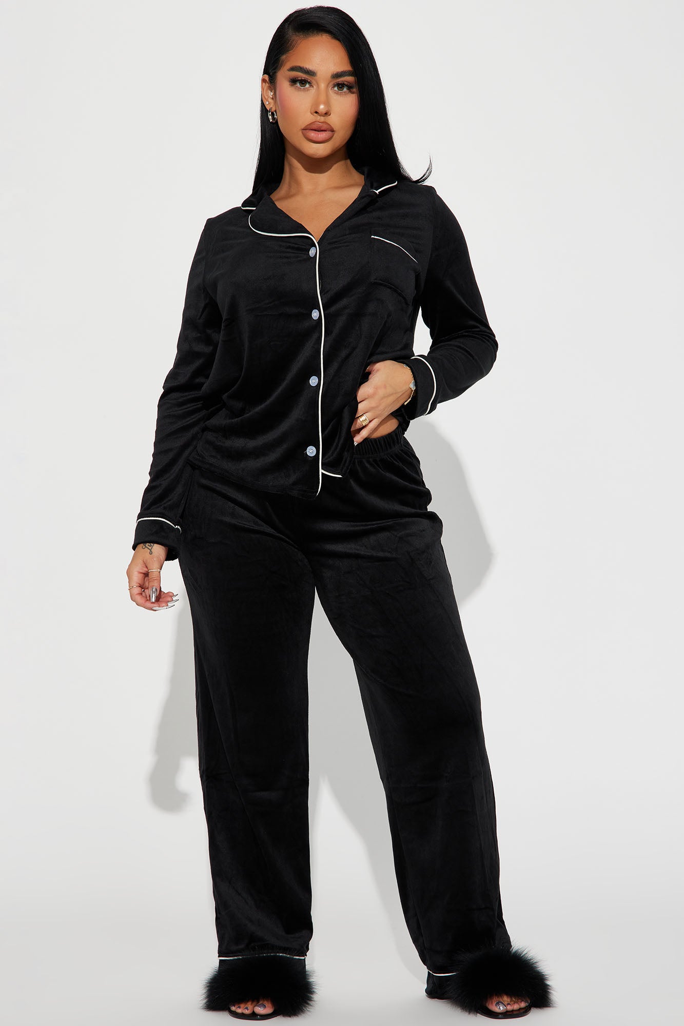Head In The Clouds Velvet PJ Pant Set