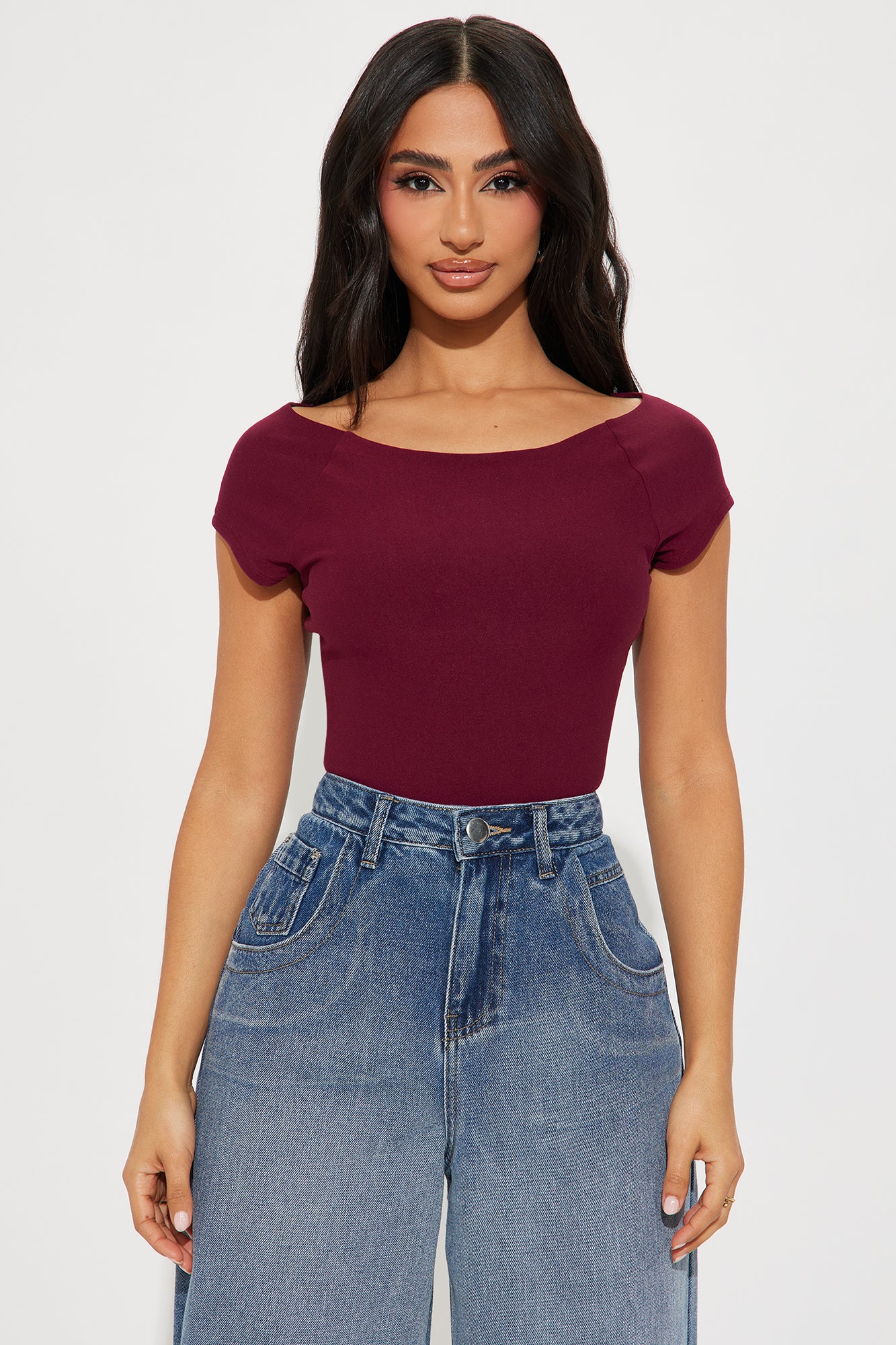 Simple Solutions Double Lined Boat Neck Top