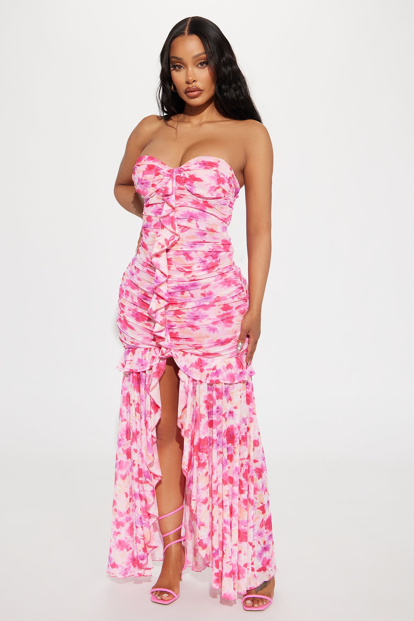 April Floral Mesh Maxi Dress