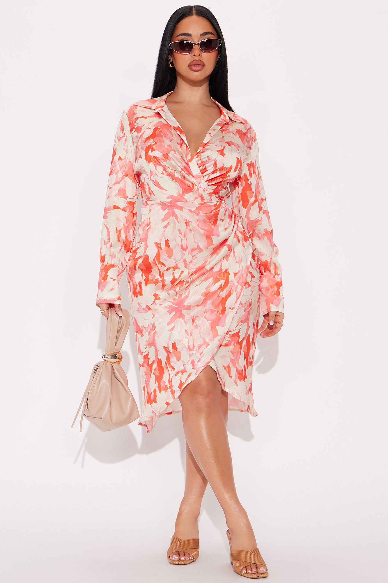 Meredith Satin Shirt Midi Dress