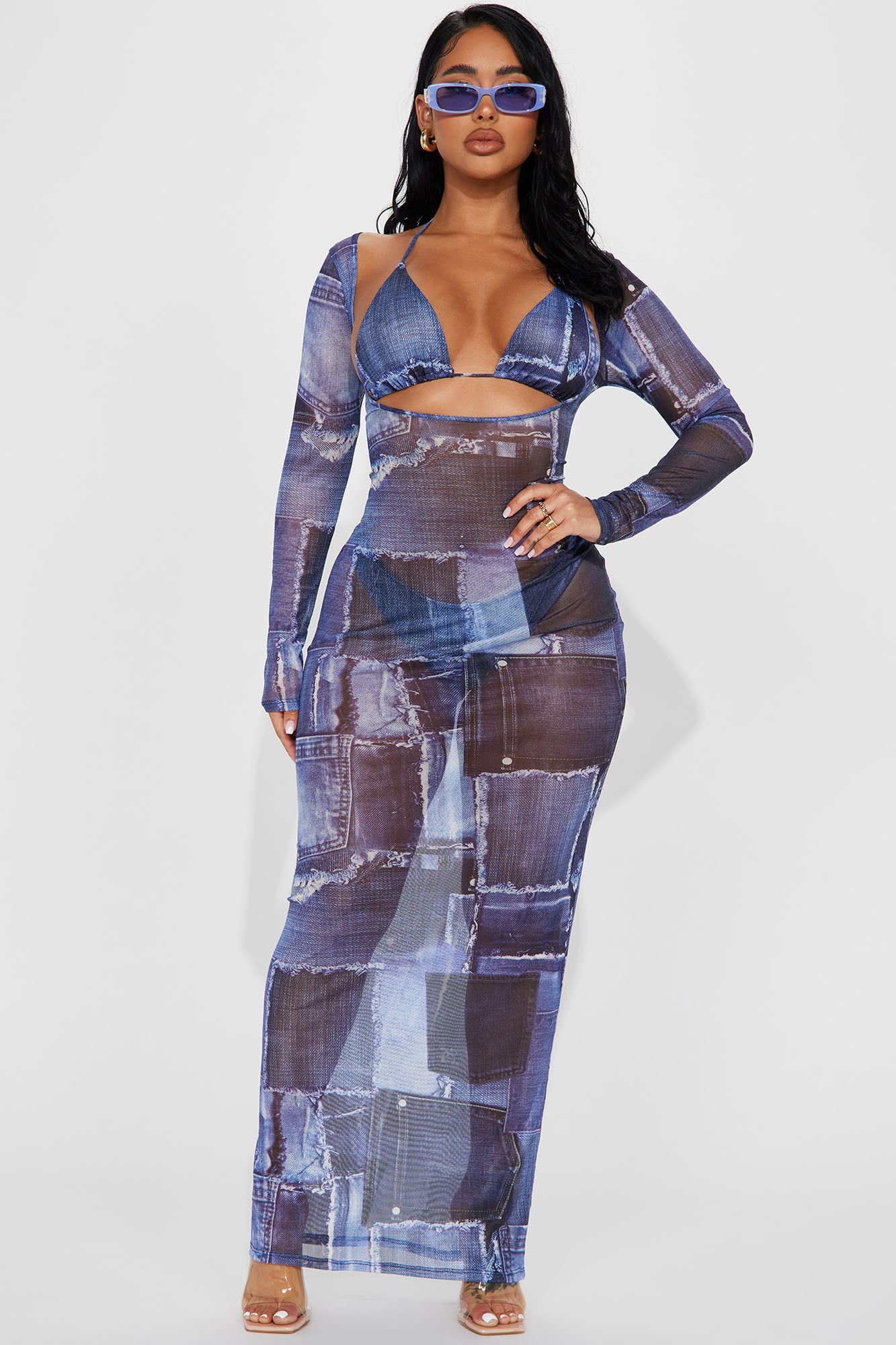 Summers In Tulum Mesh 3 Piece Sunsuit Set
