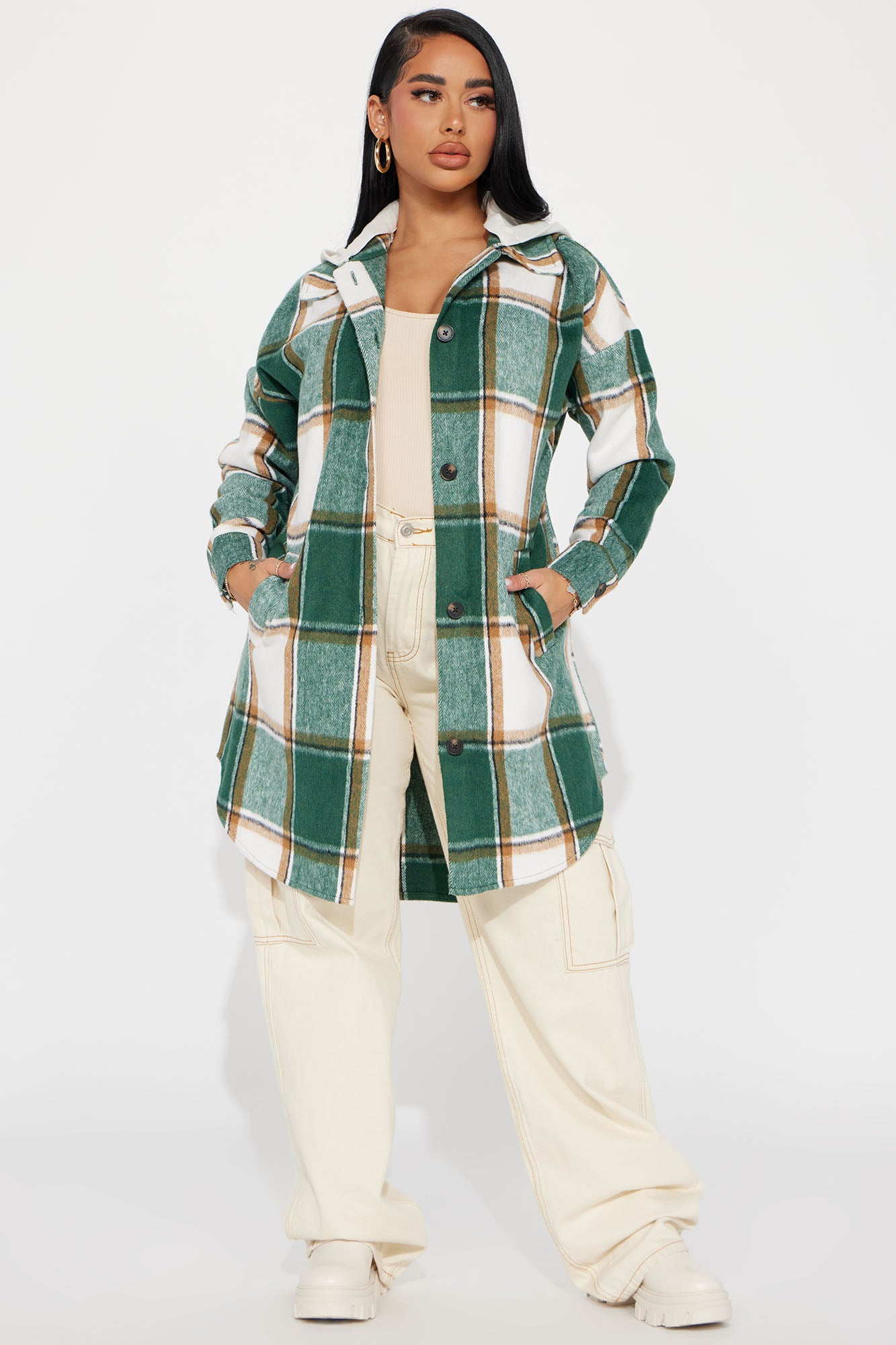 Veronica Hooded Plaid Shacket